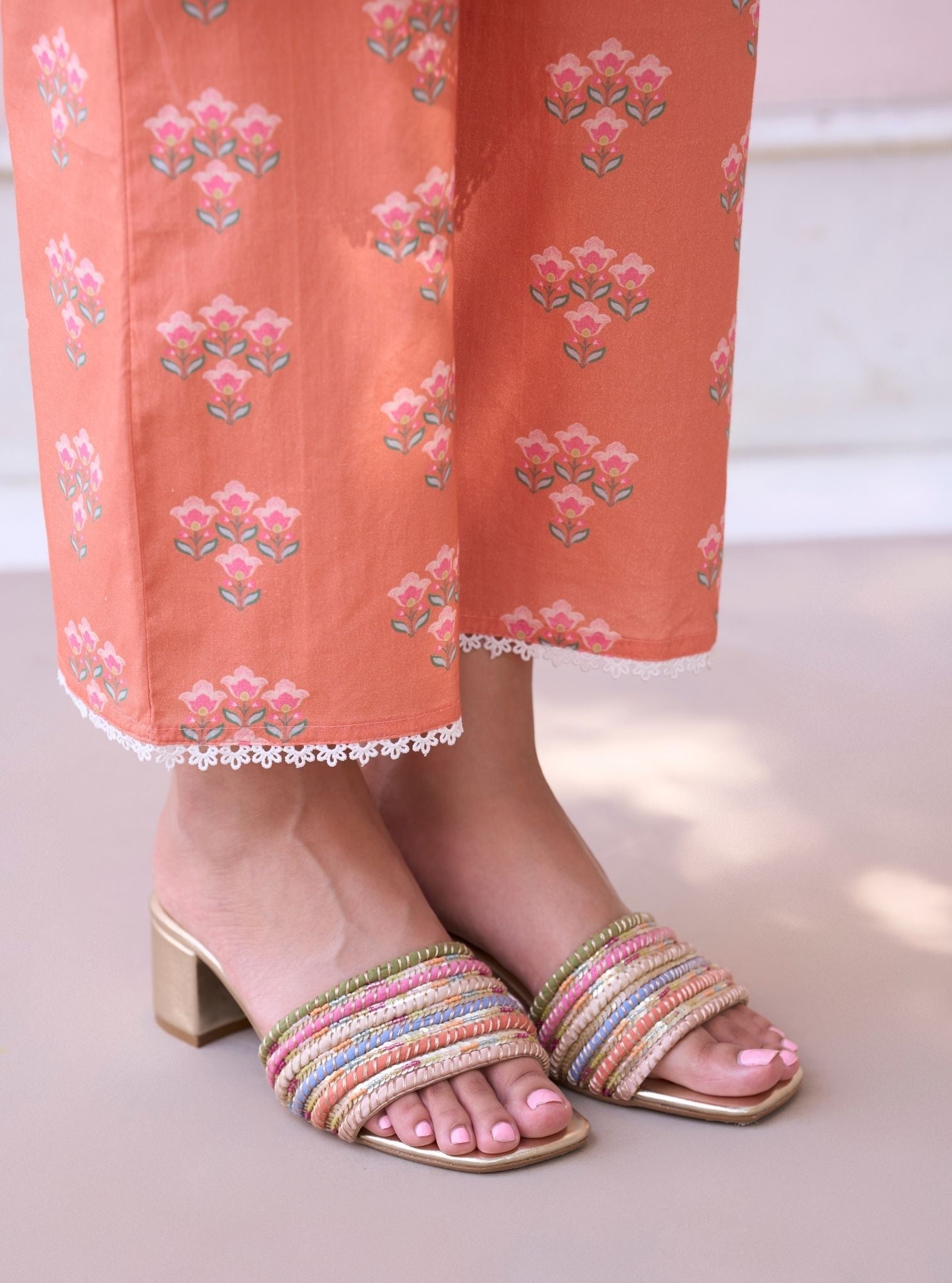 Rajvella Orange Mulmul Supima Cotton Kurta & Pant Set