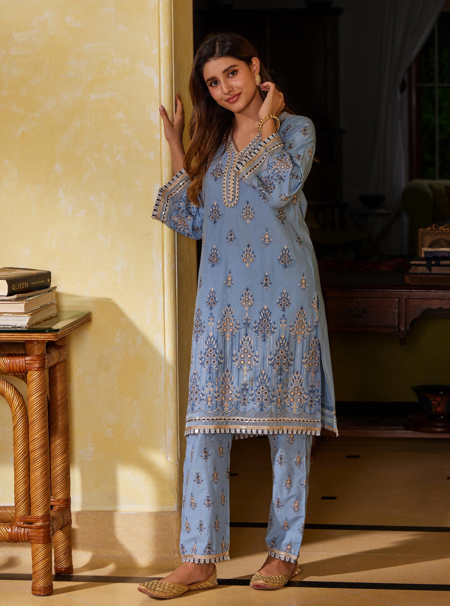 Amaltas Supima Cotton Dark Blue Kurta Set