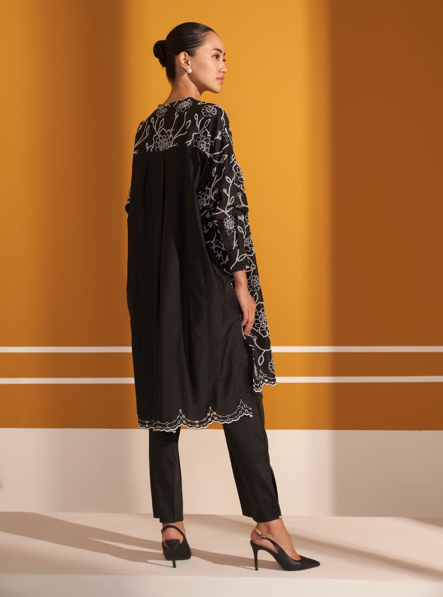 Eldon Pima Satin Black Kurta Set