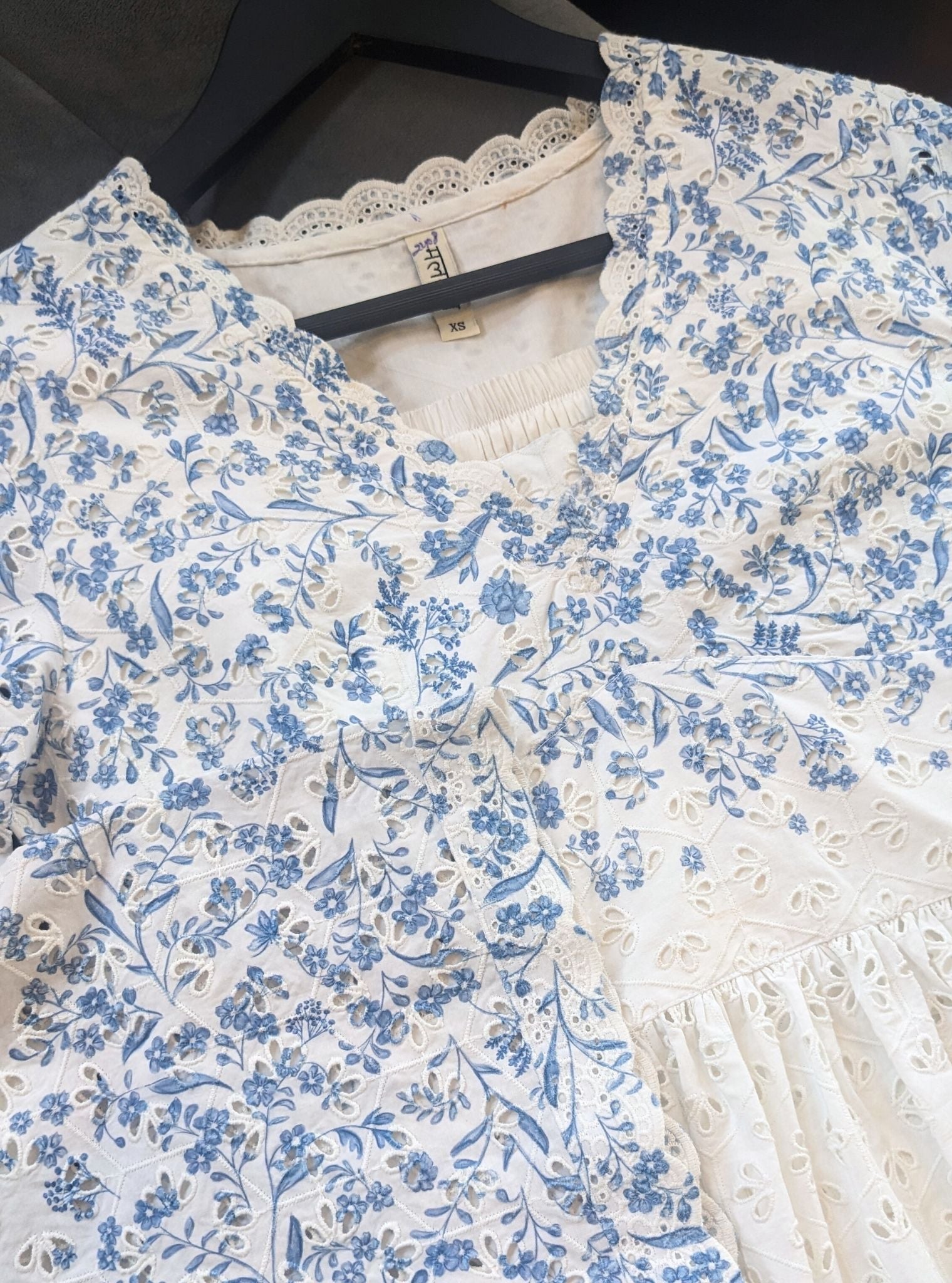 Frida Cotton White Blue Print Co-ord Set