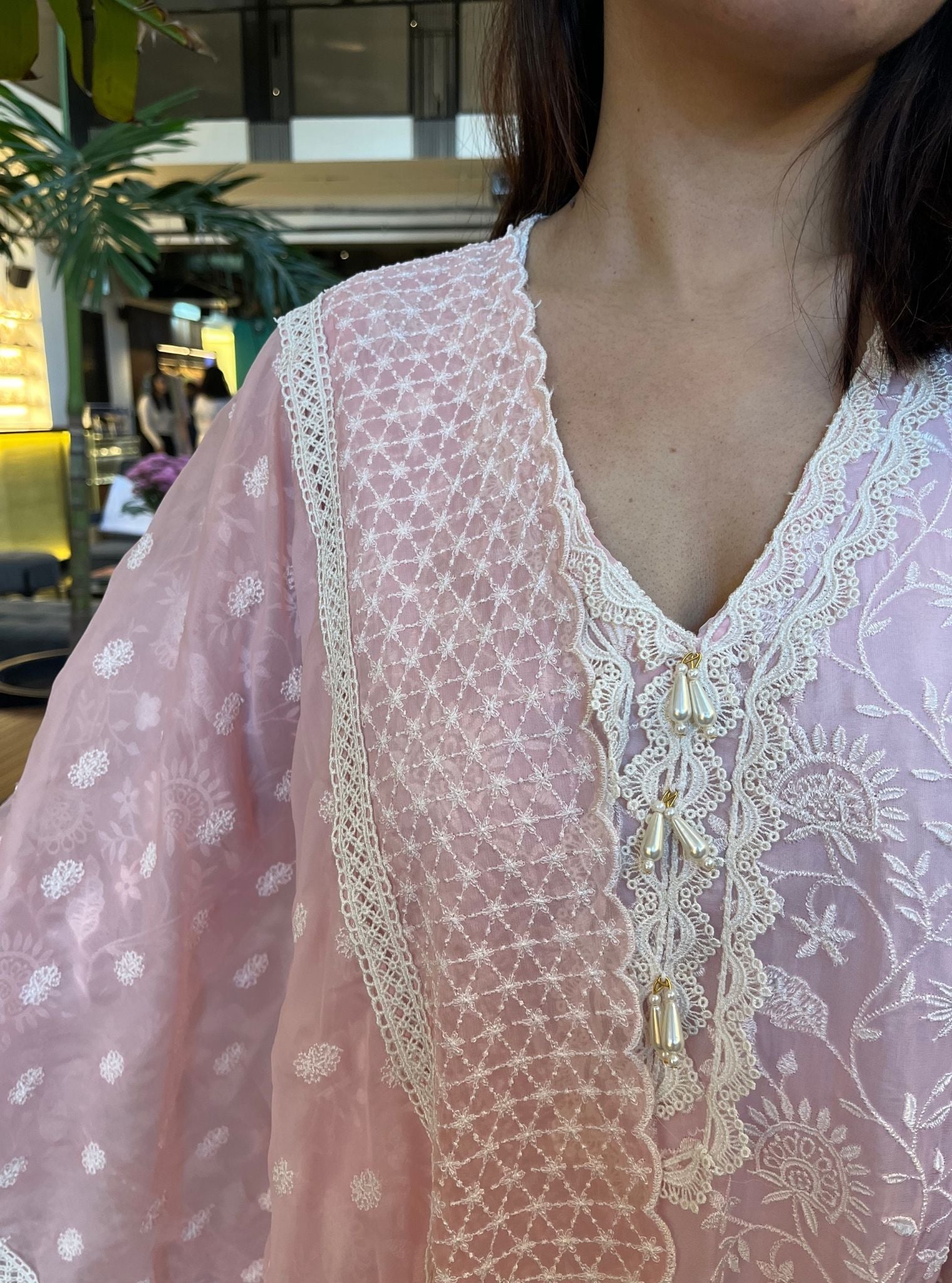 Hillary Organza Pink Kurta Set