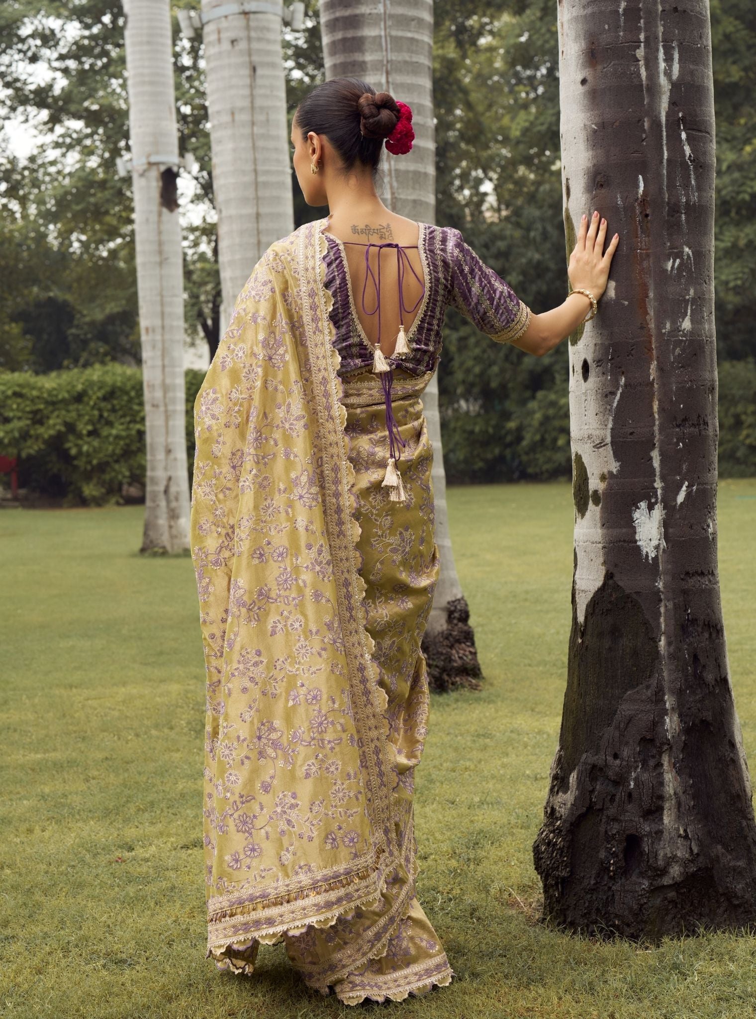 Gulal Tissue Pista Green Saree