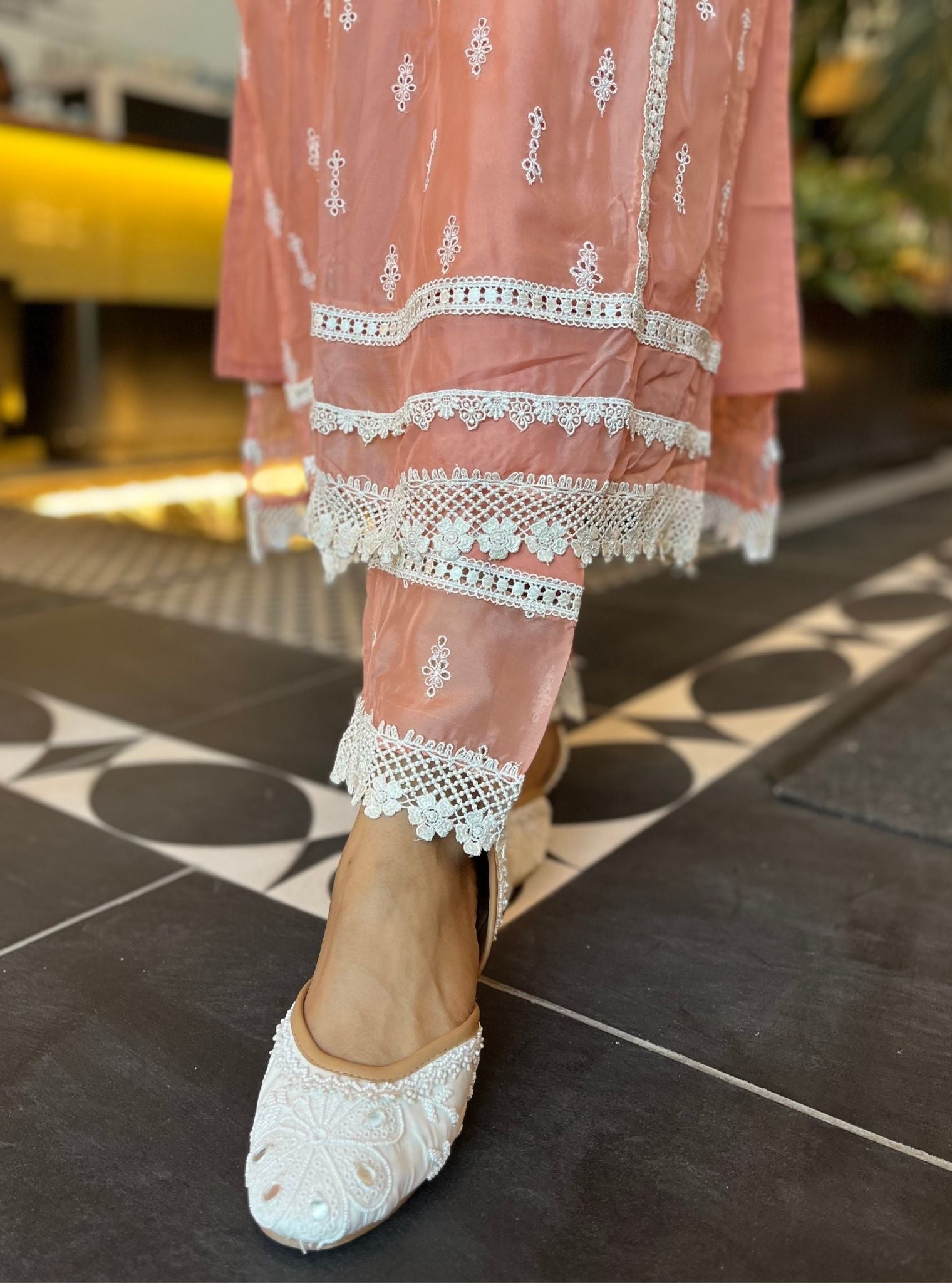 Delie Organza Peach Kurta Set