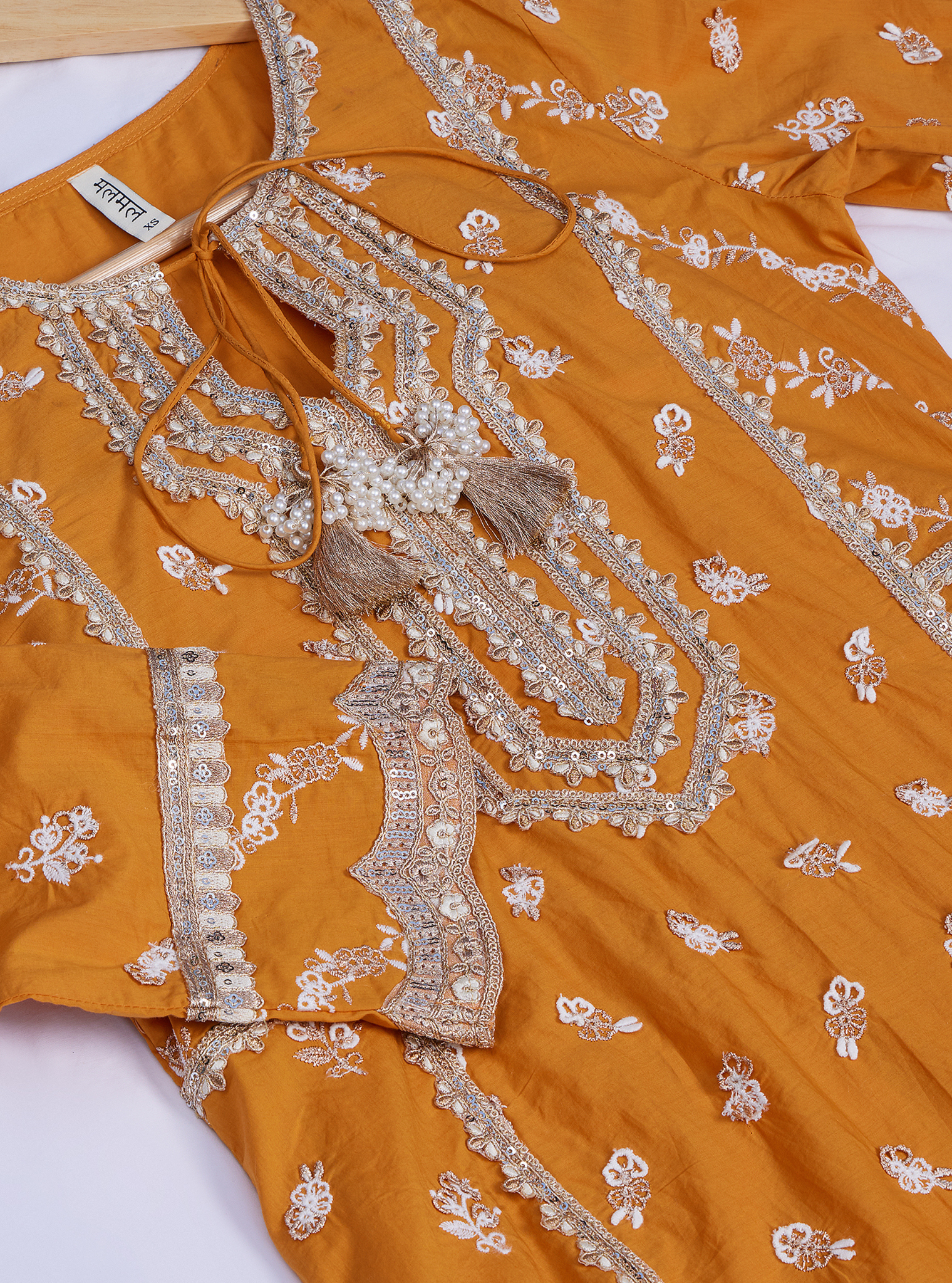 Adah Supima Cotton Orange Kurta Set