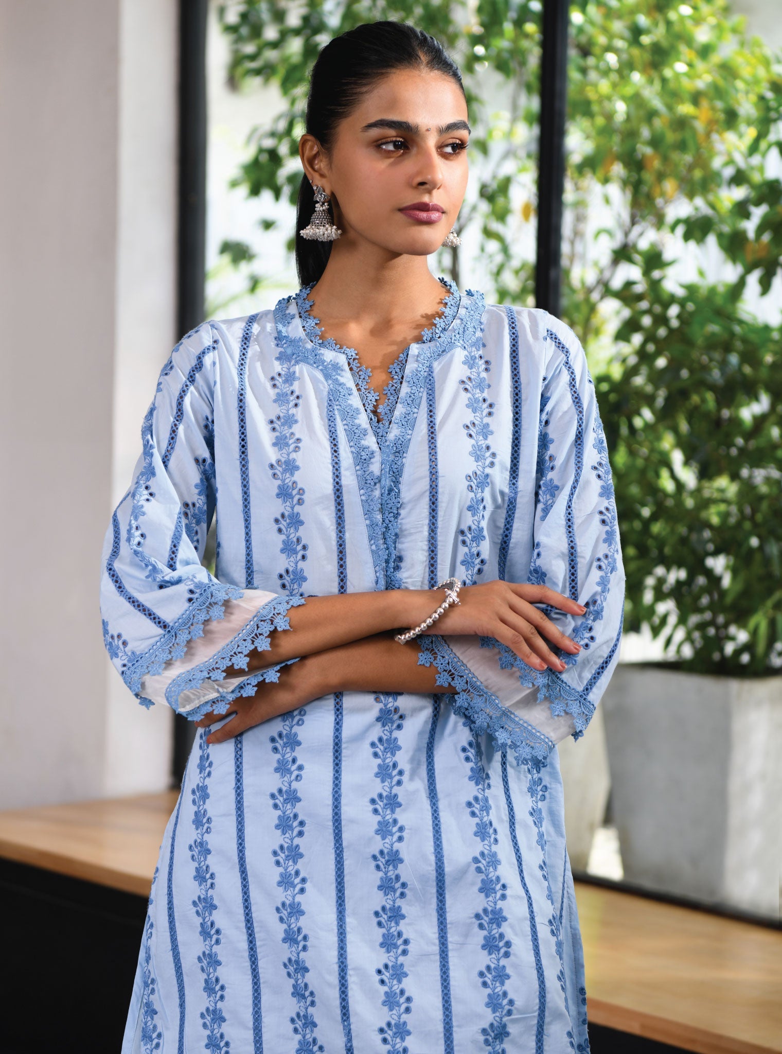 Barnet Supima Cotton Blue Kurta Set