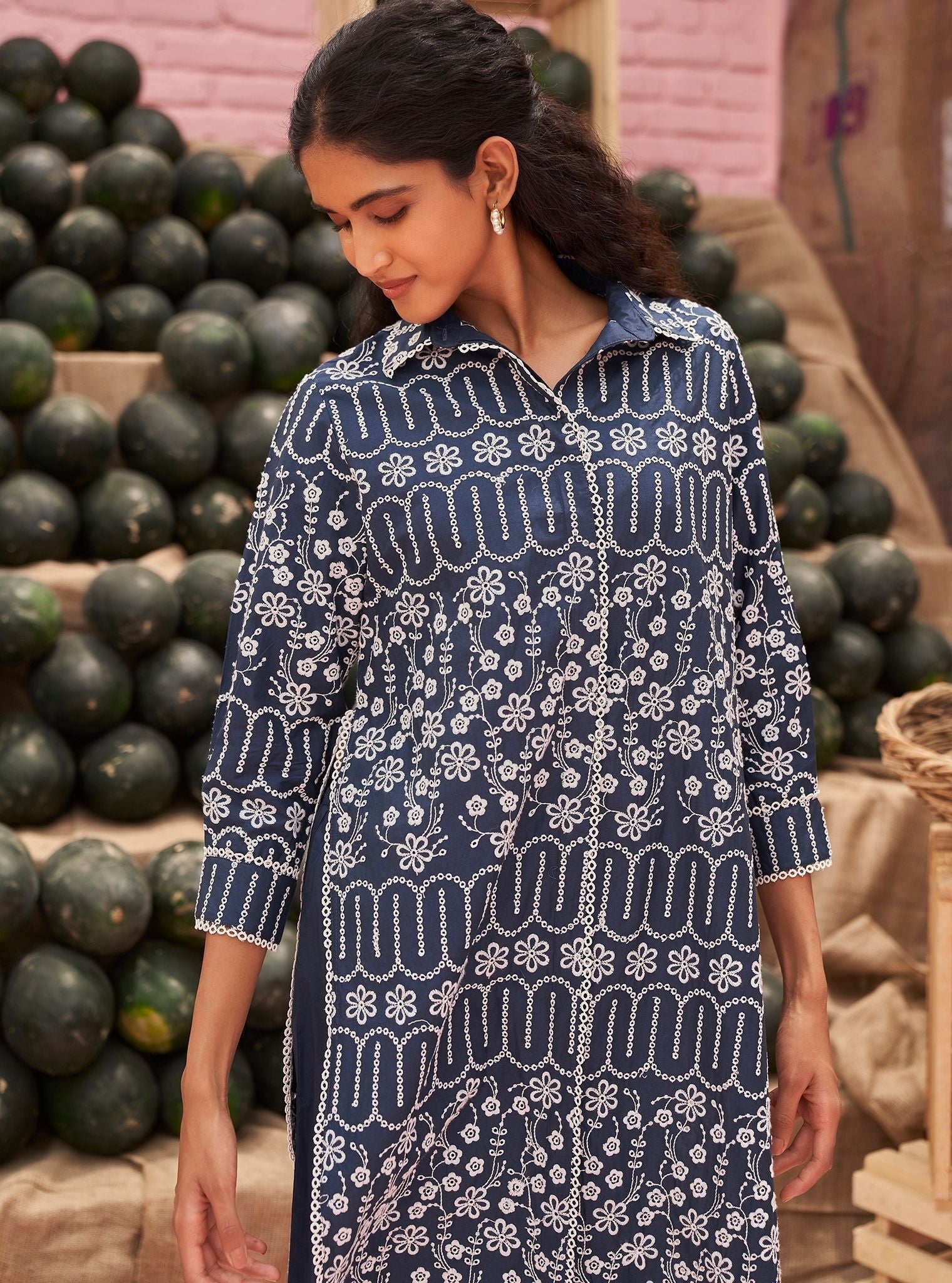 Heli Cotton Navy Co-ord Set