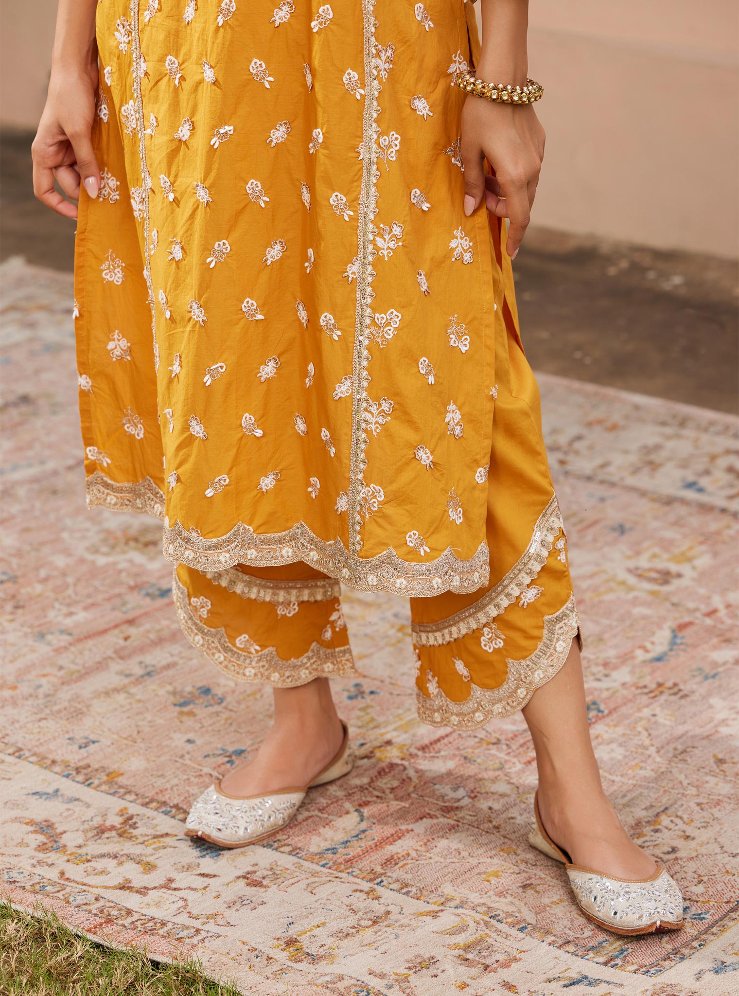 Adah Supima Cotton Orange Kurta Set