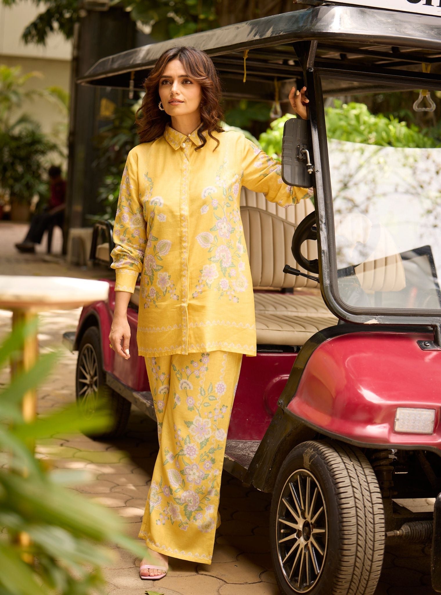 Fleur Printed Linen Yellow Co-ord Set