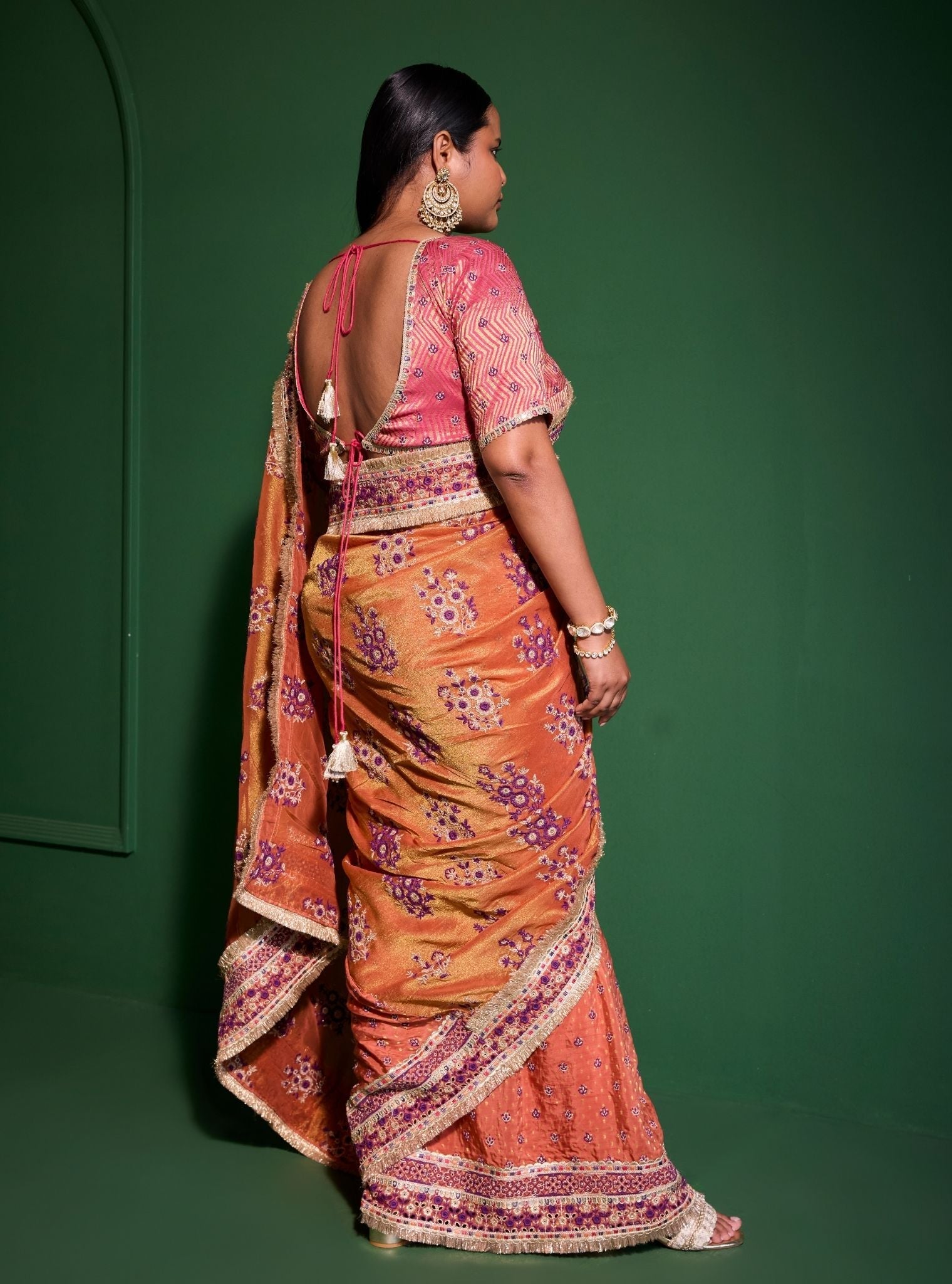 Mohra Lurex Organza + Banarsi Orange Saree