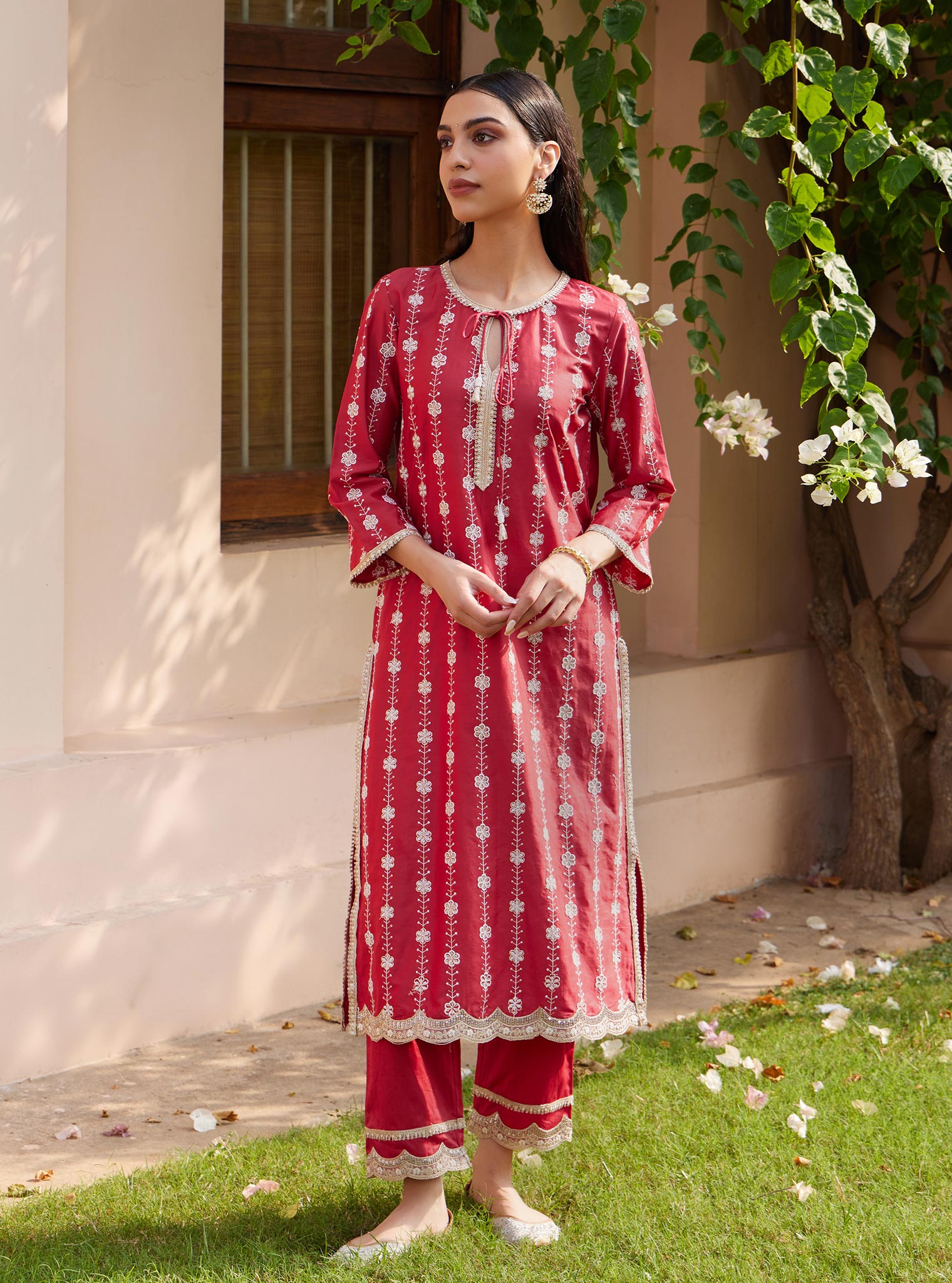 Jheel Pima Red Kurta Set
