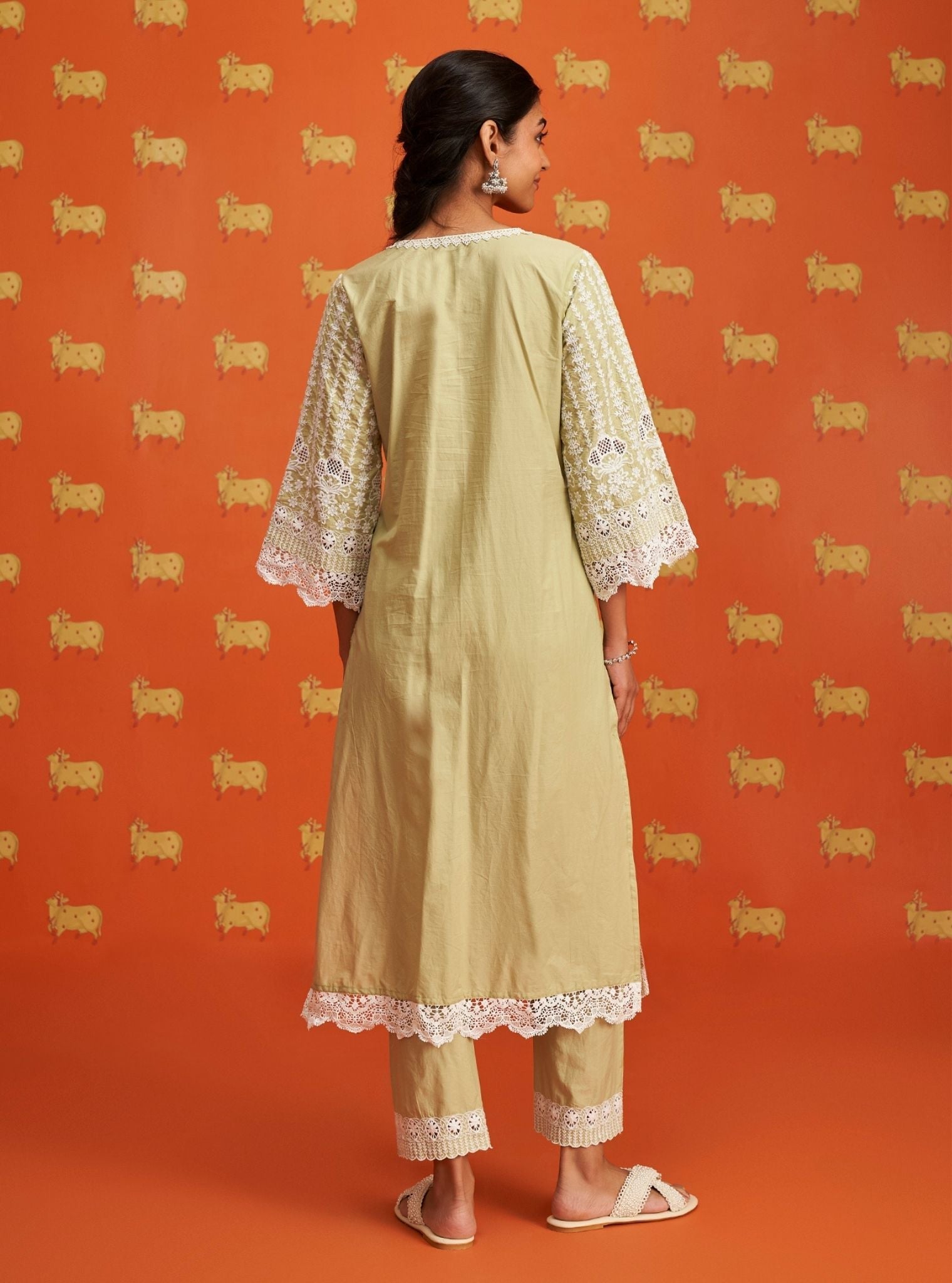 Lawana Supima Cotton Green Kurta Set