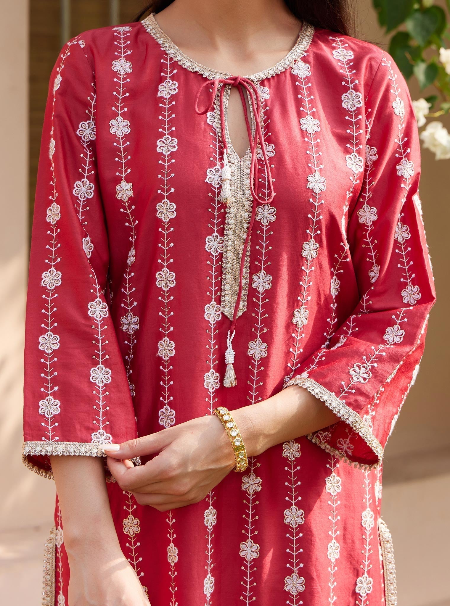 Jheel Pima Red Kurta Set