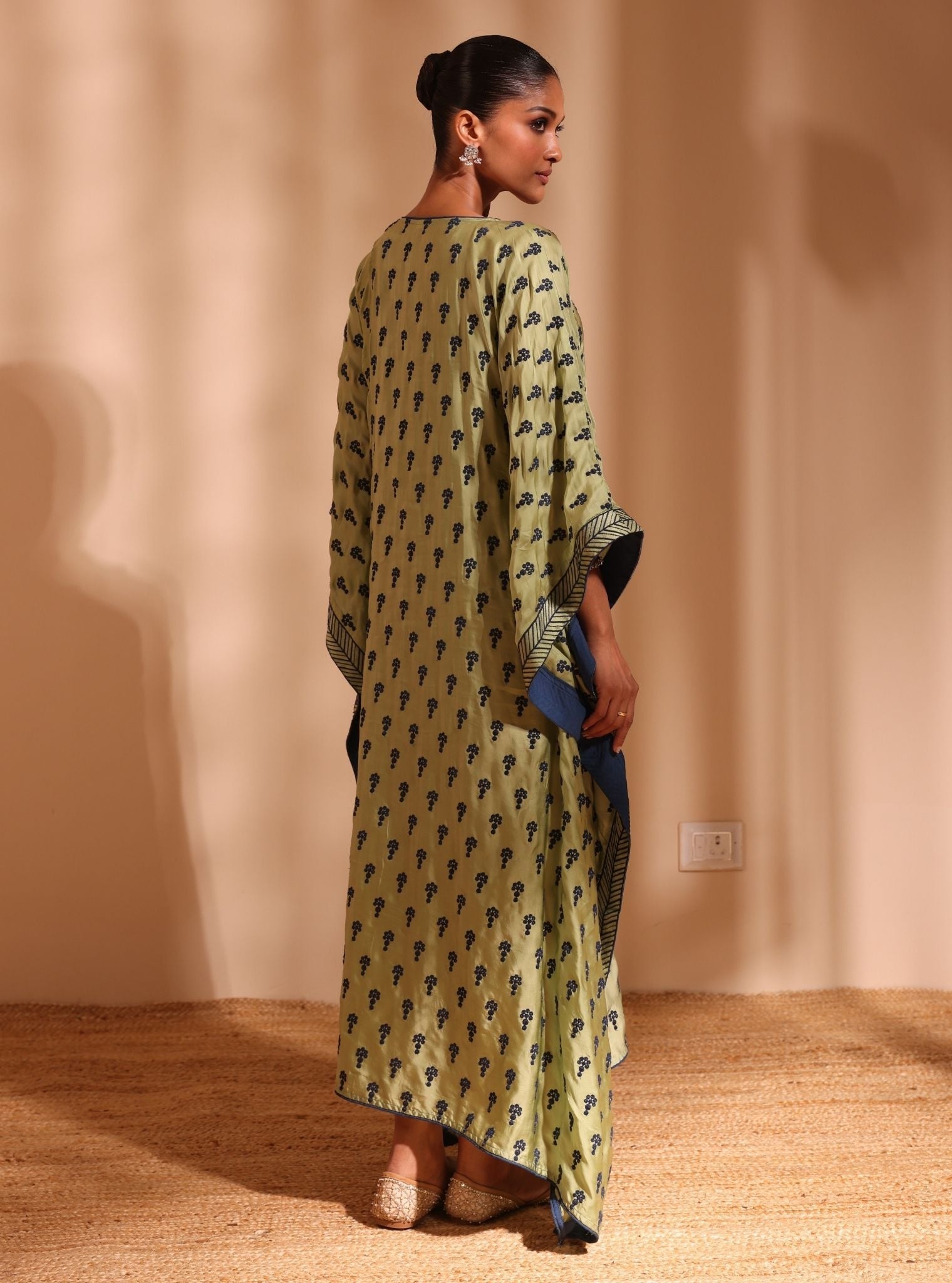 Niti Cupro Satin Green Kaftan