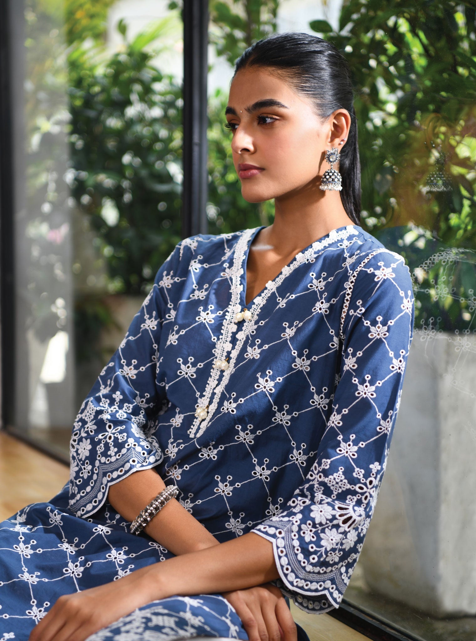 Mulmul Cotton Perth Navy Kurta