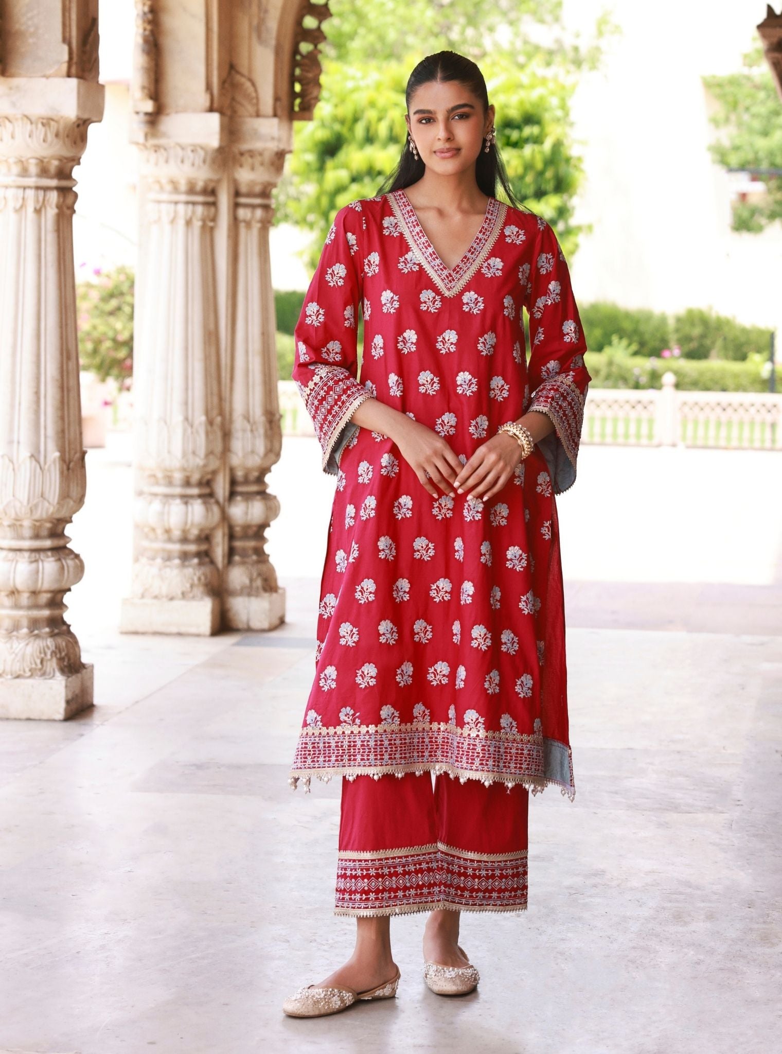 Yalika Supima Cotton Fuschia Kurta Set