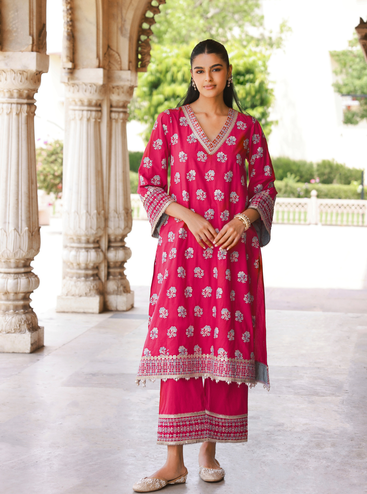 Yalika Supima Cotton Fuschia Kurta Set