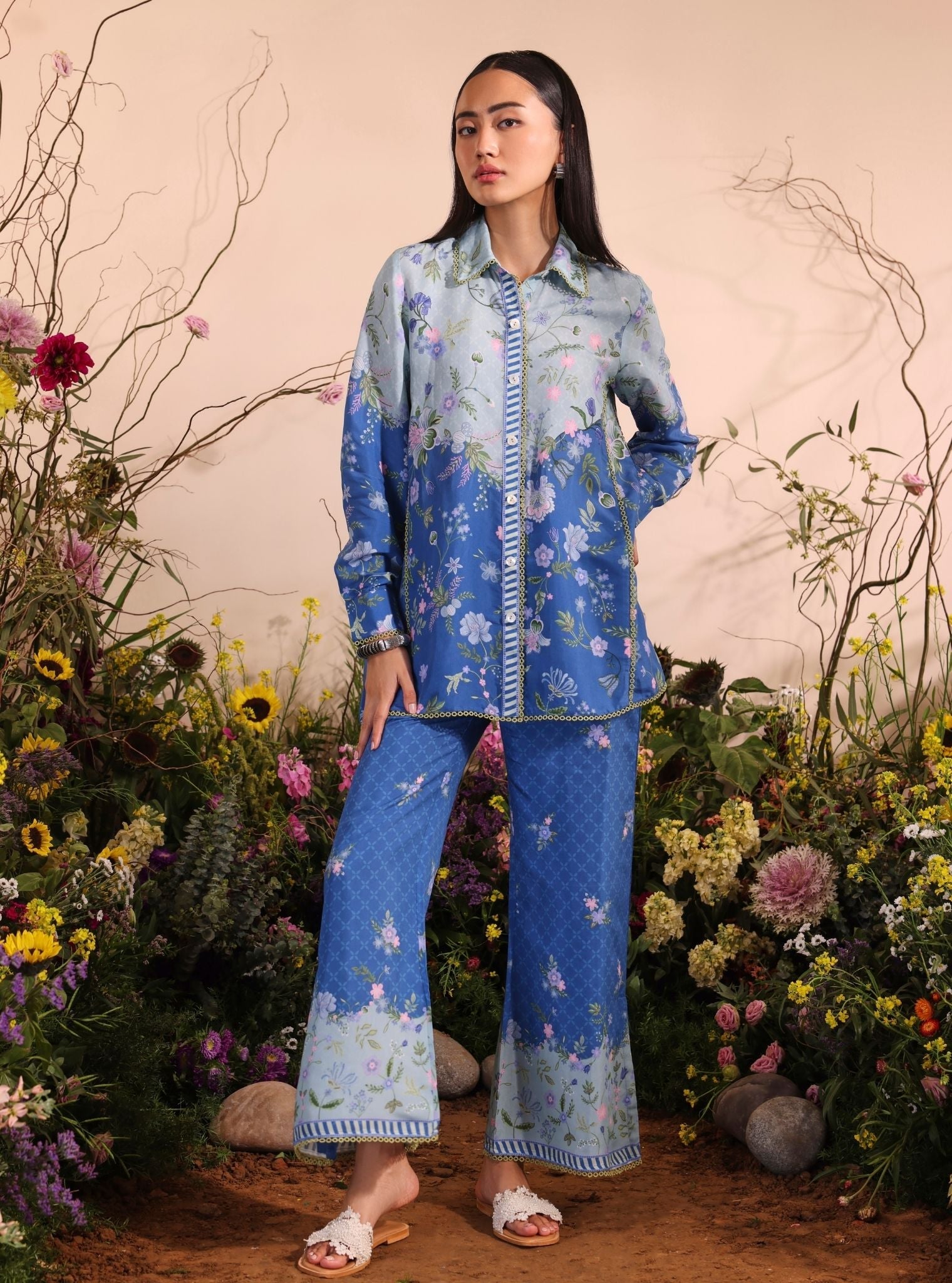 Oona Lawn Printed Navy Co-ord Set