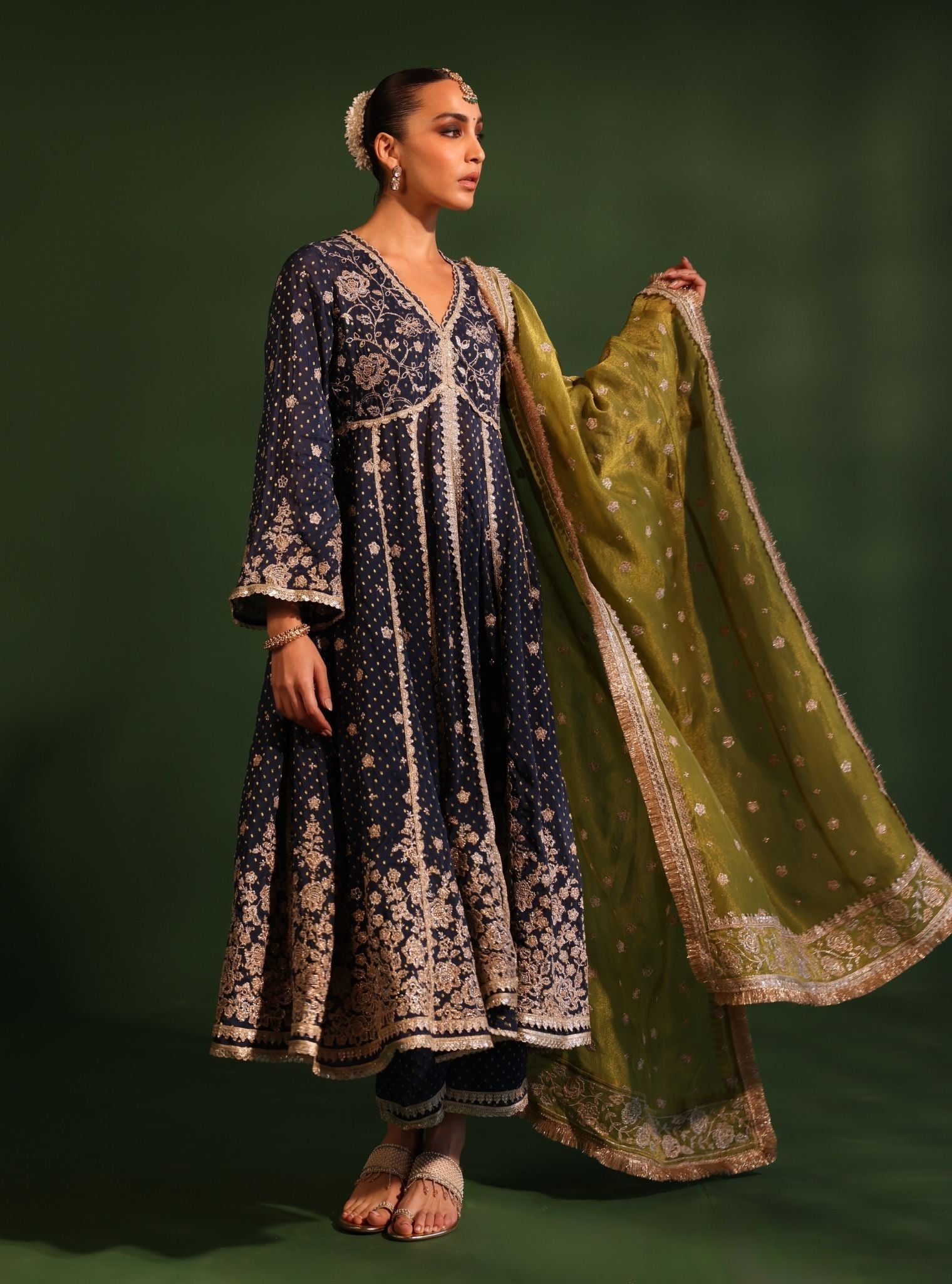 Rangeela Banarsi Navy Anarkali Kurta Set