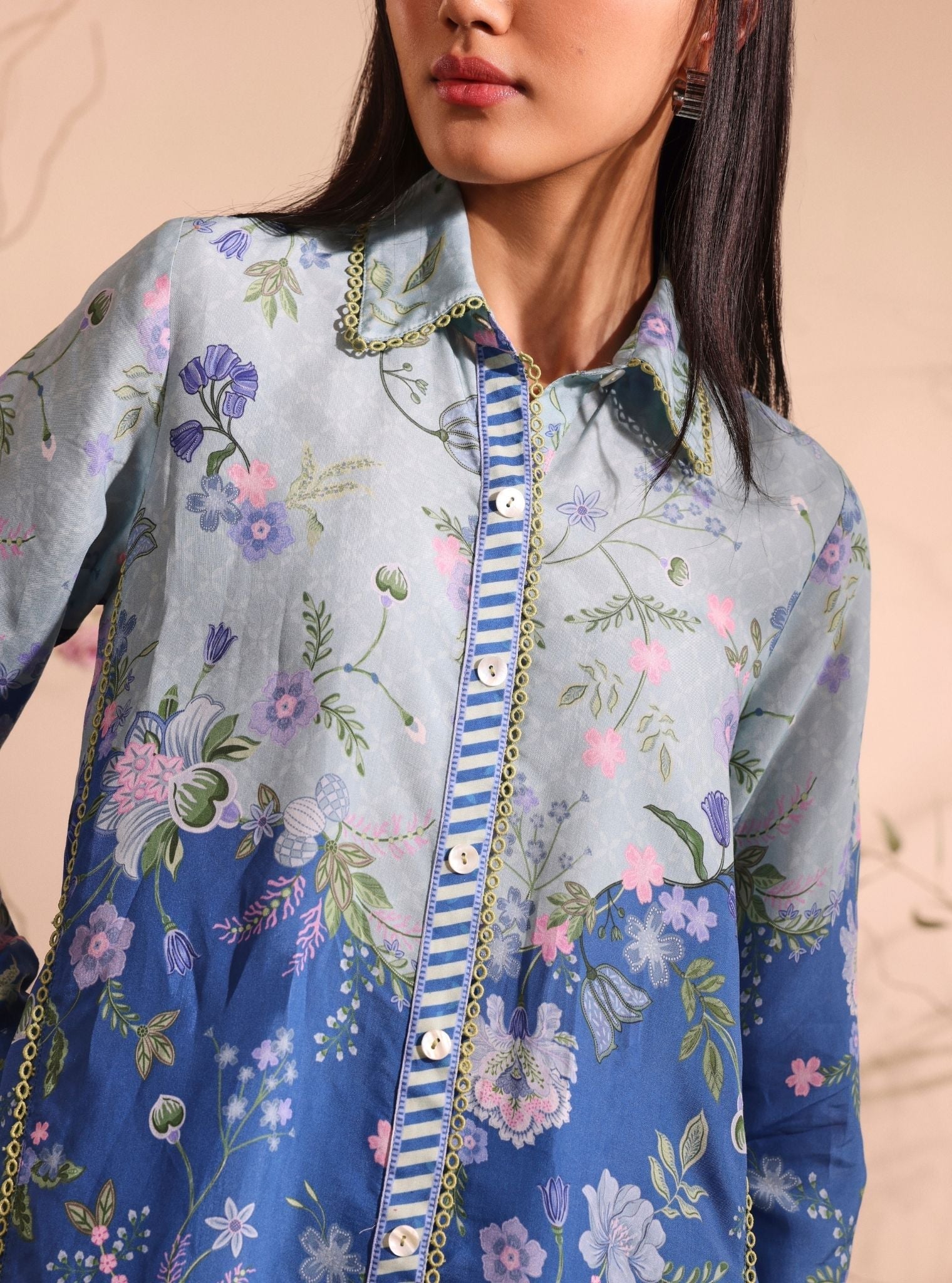 Oona Lawn Printed Navy Co-ord Set