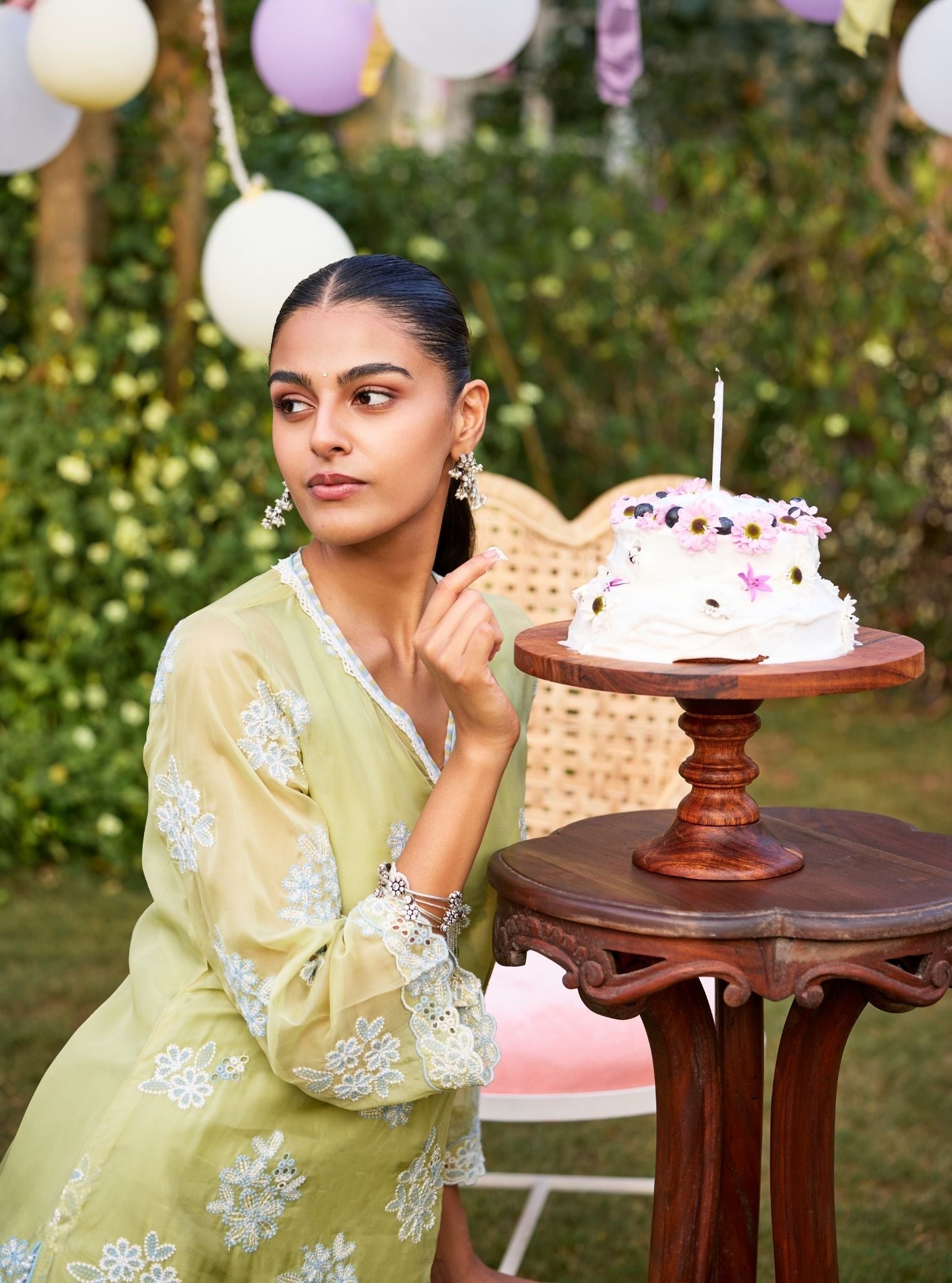 Lalo Organza Lime Kurta Set