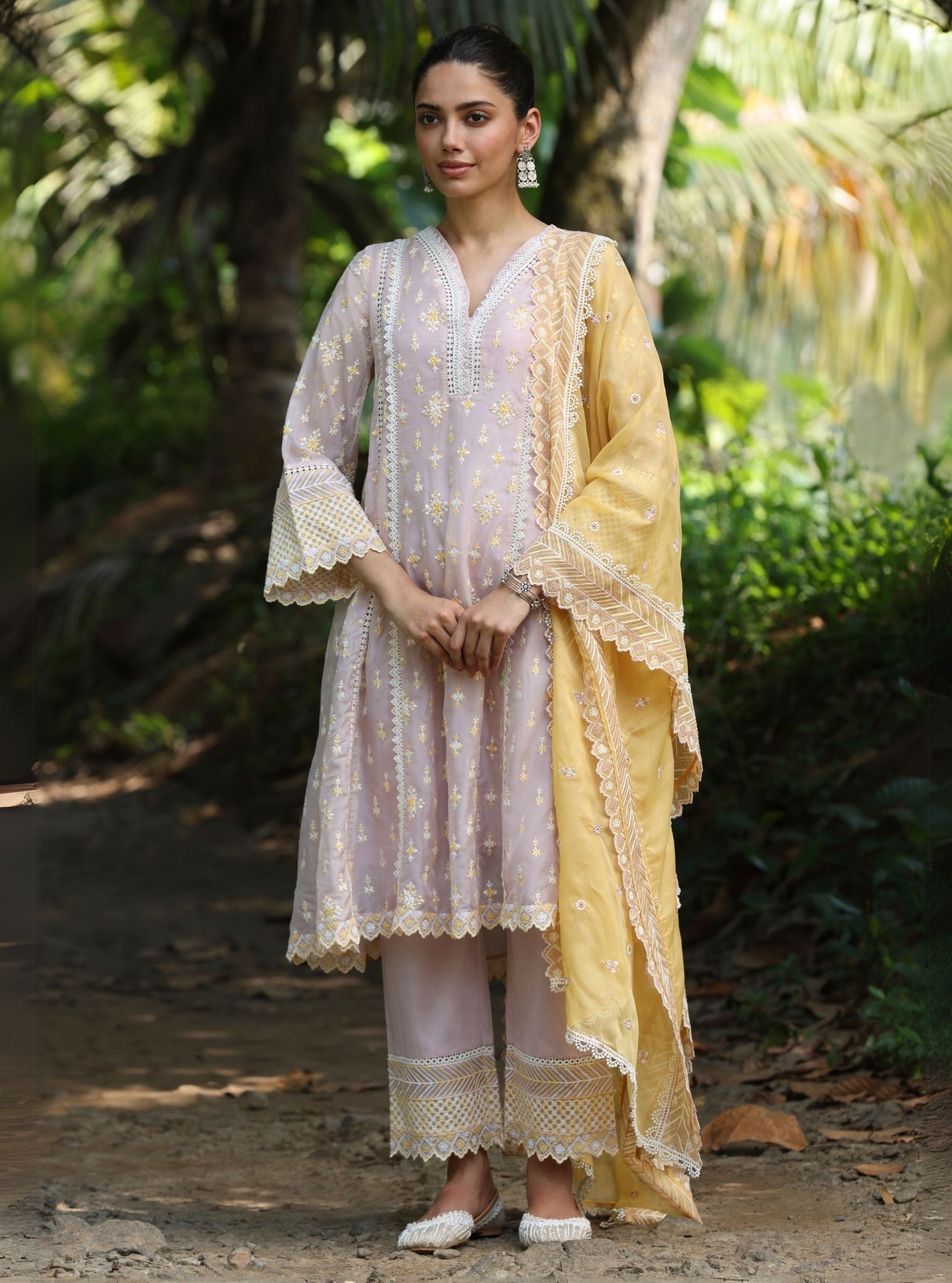 Mulmul Organza Niral Yellow Dupatta