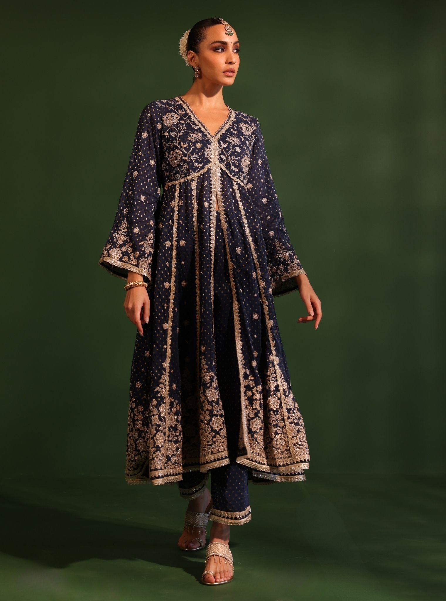 Rangeela Banarsi Navy Anarkali Kurta Set