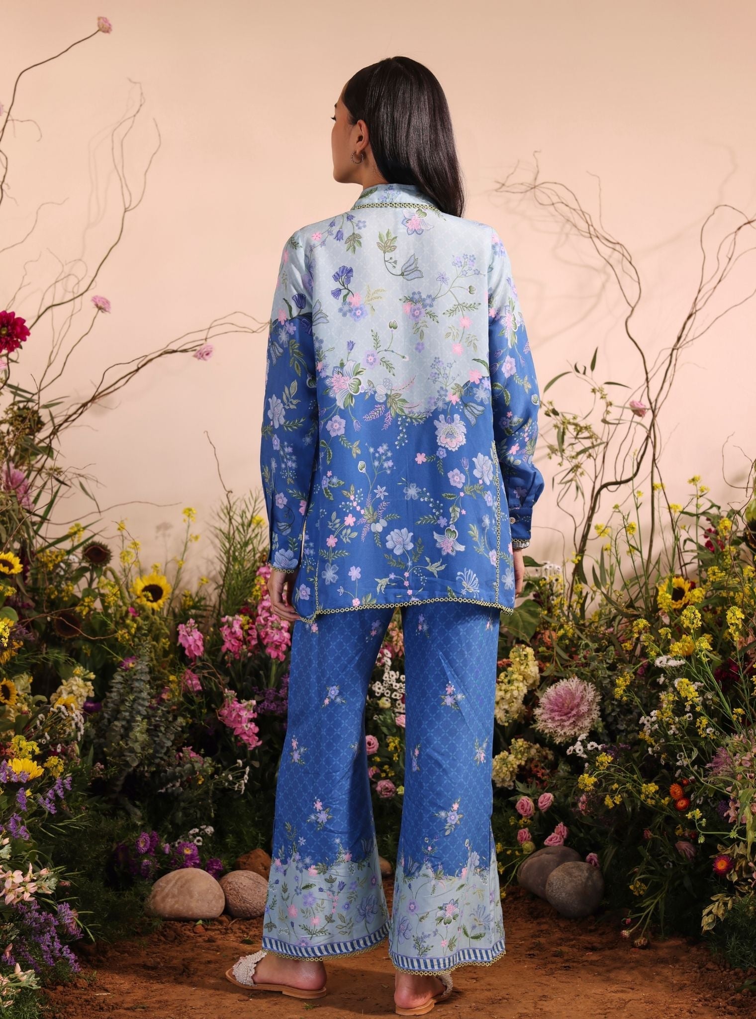 Oona Lawn Printed Navy Co-ord Set