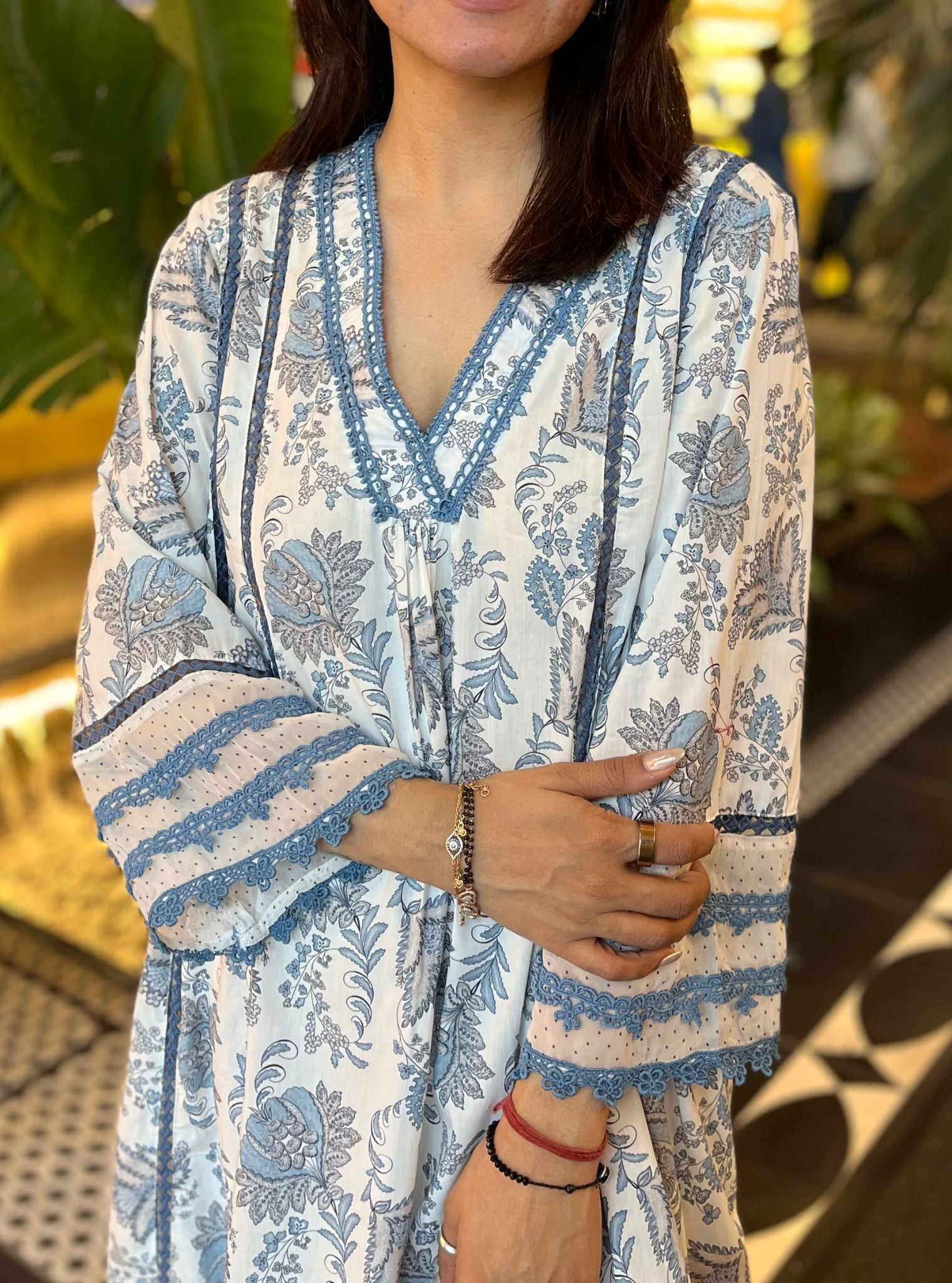 Bellamy Supima Cotton Printed Blue Kurta Set