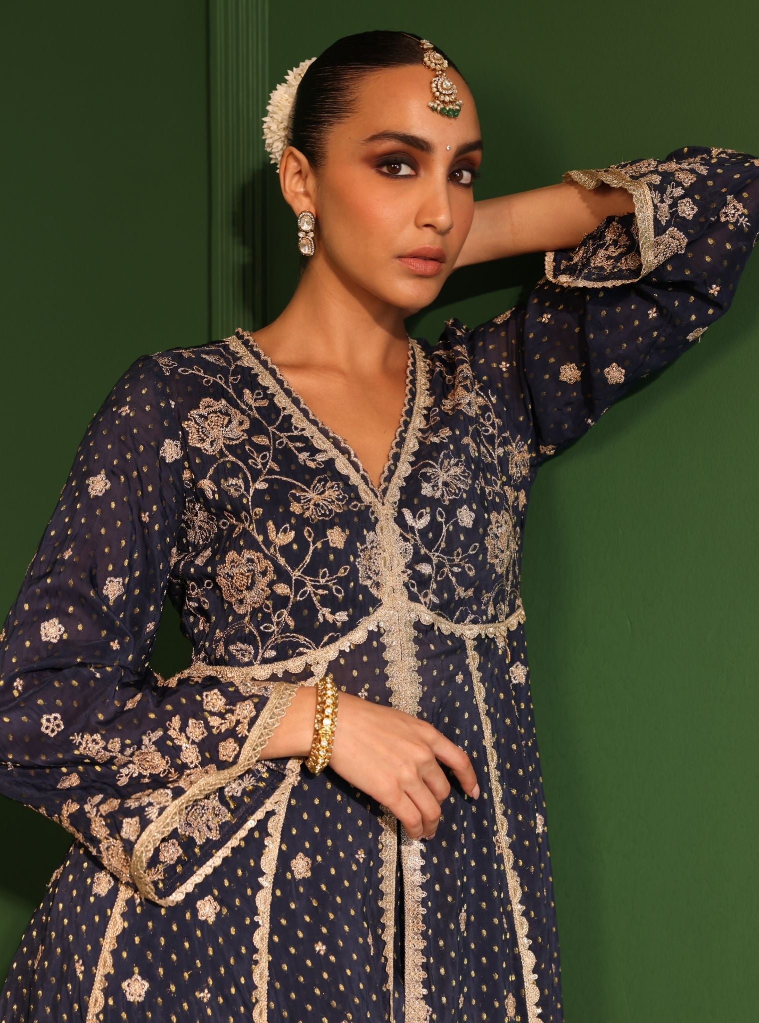 Rangeela Banarsi Navy Anarkali Kurta Set