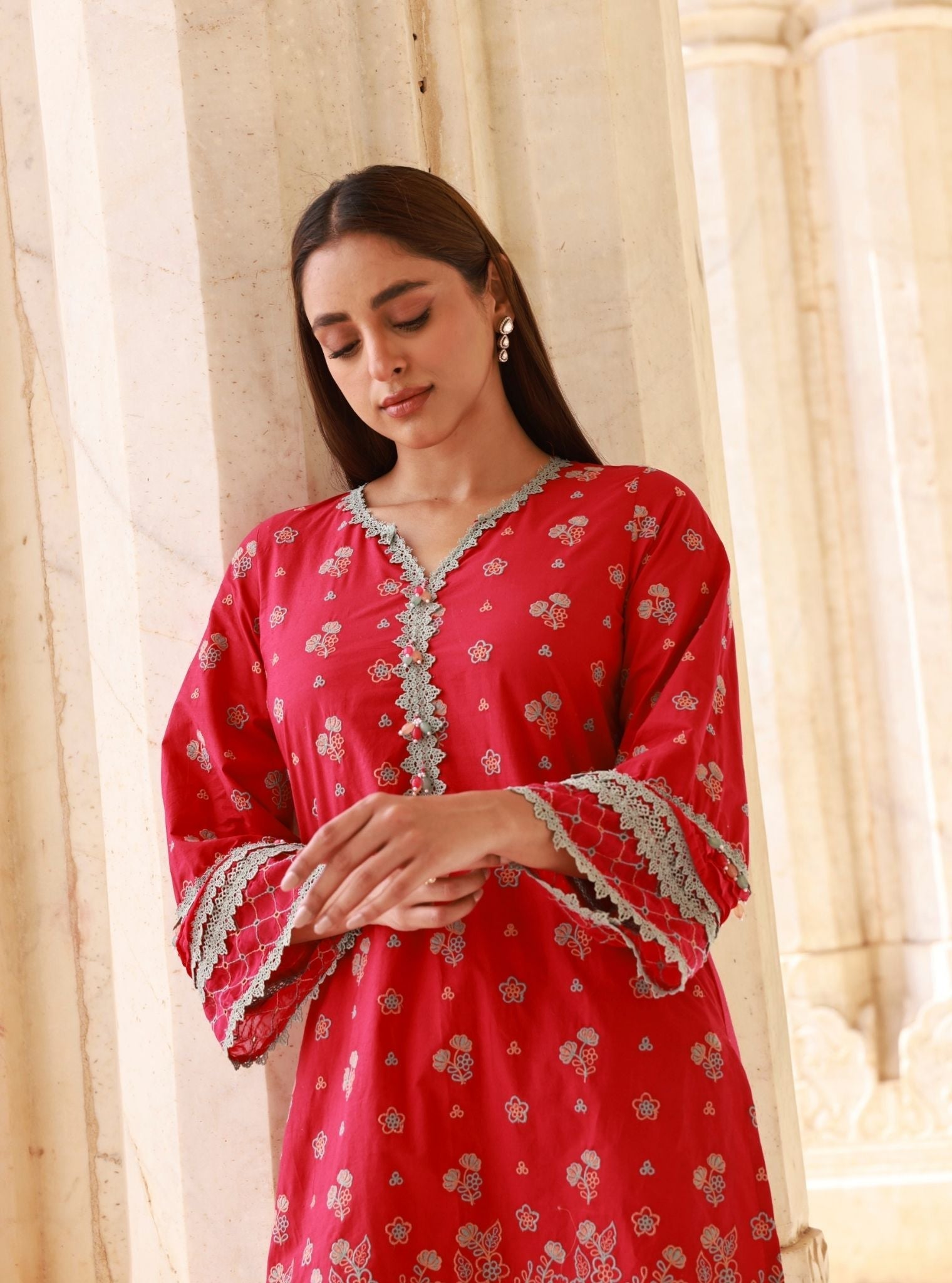 Kaveera Supima Cotton Fuschia Kurta Set