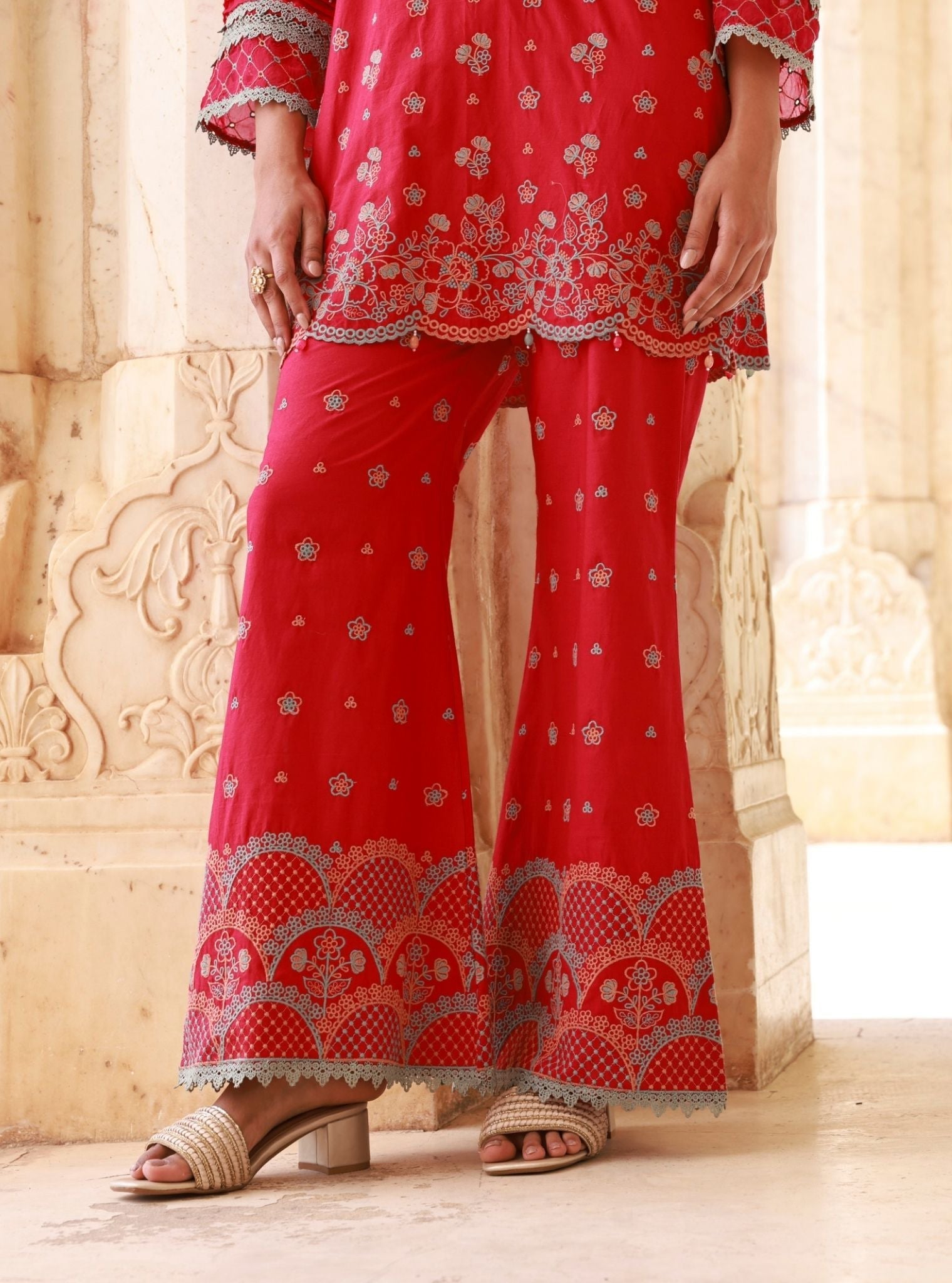 Kaveera Supima Cotton Fuschia Kurta Set