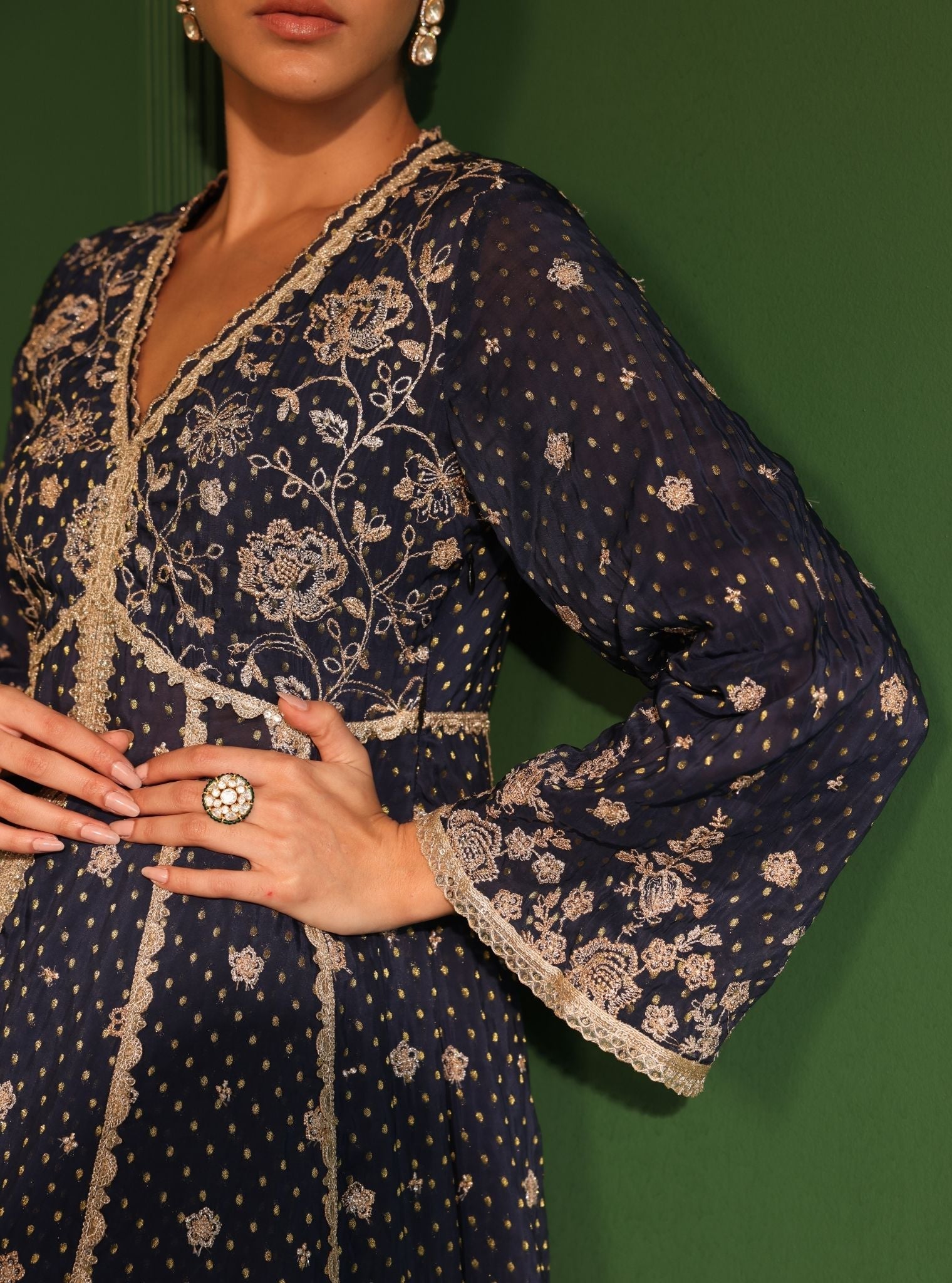 Rangeela Banarsi Navy Anarkali Kurta Set