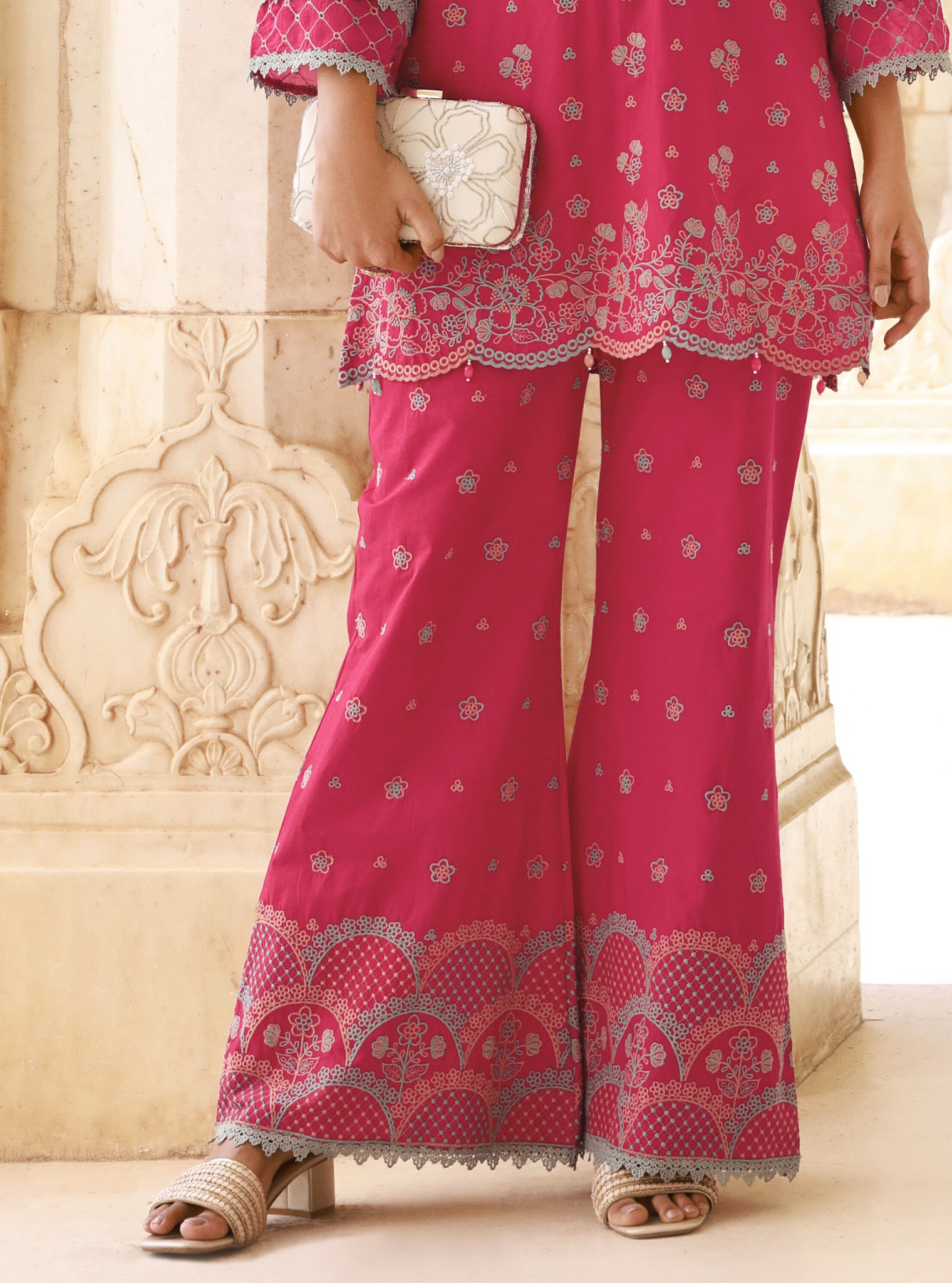 Kaveera Supima Cotton Fuschia Kurta Set