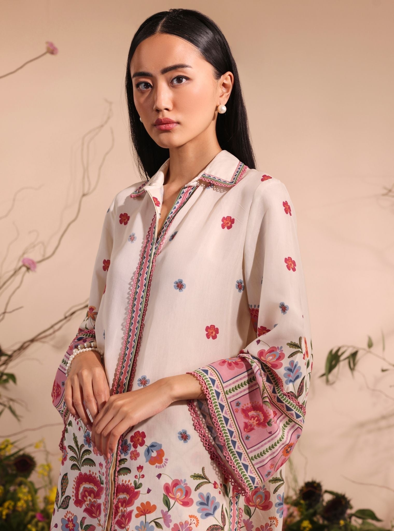 Cormac Lawn Printed White Co-ord Set