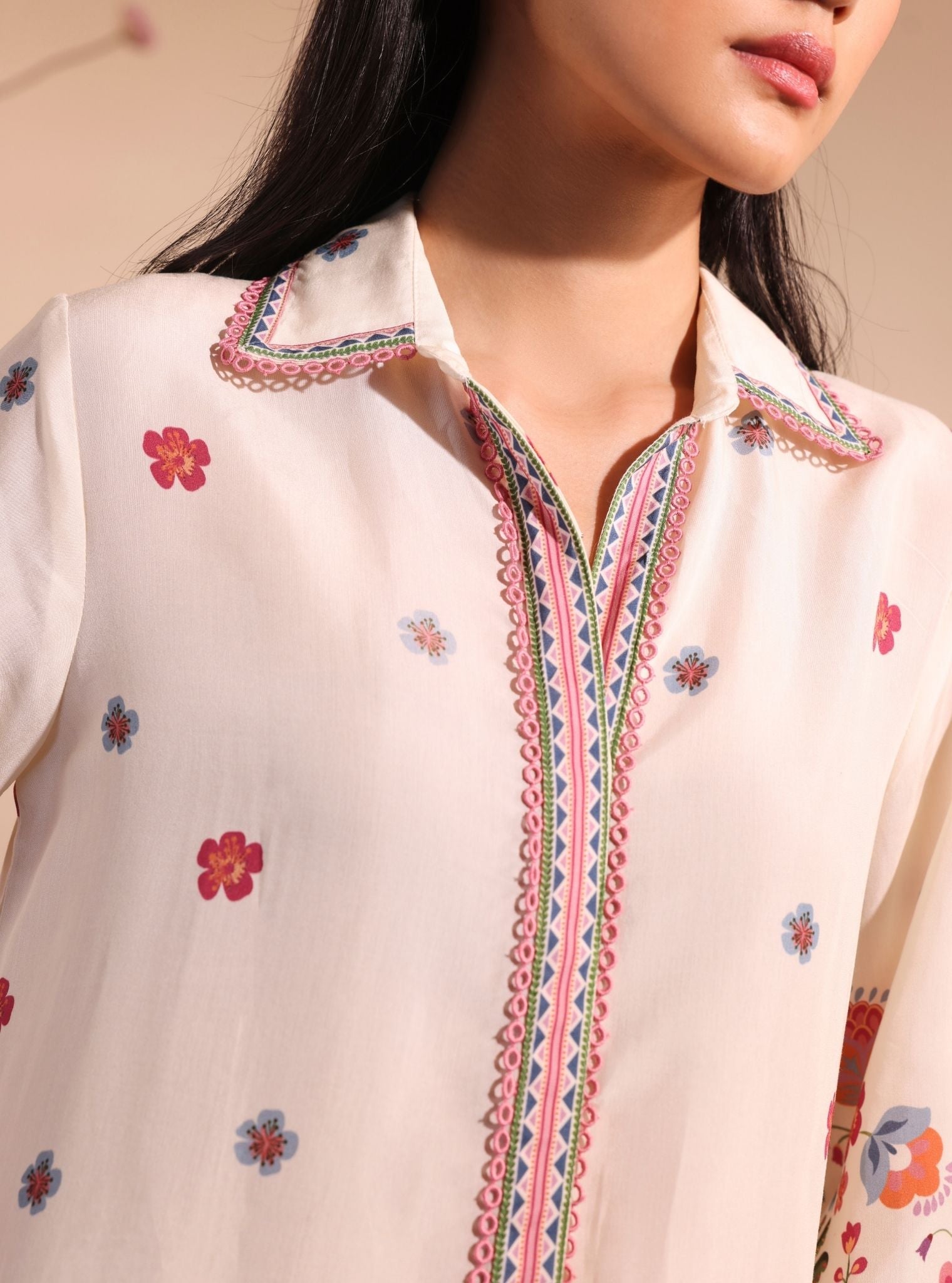 Cormac Lawn Printed White Co-ord Set