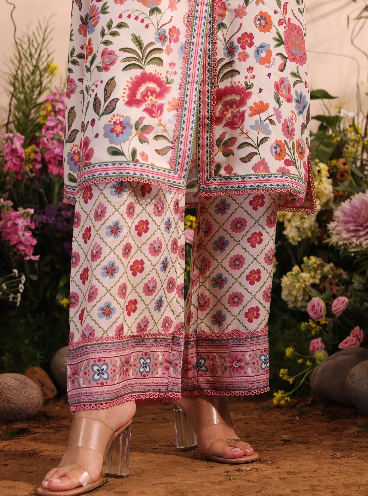 Cormac Lawn Printed White Co-ord Set