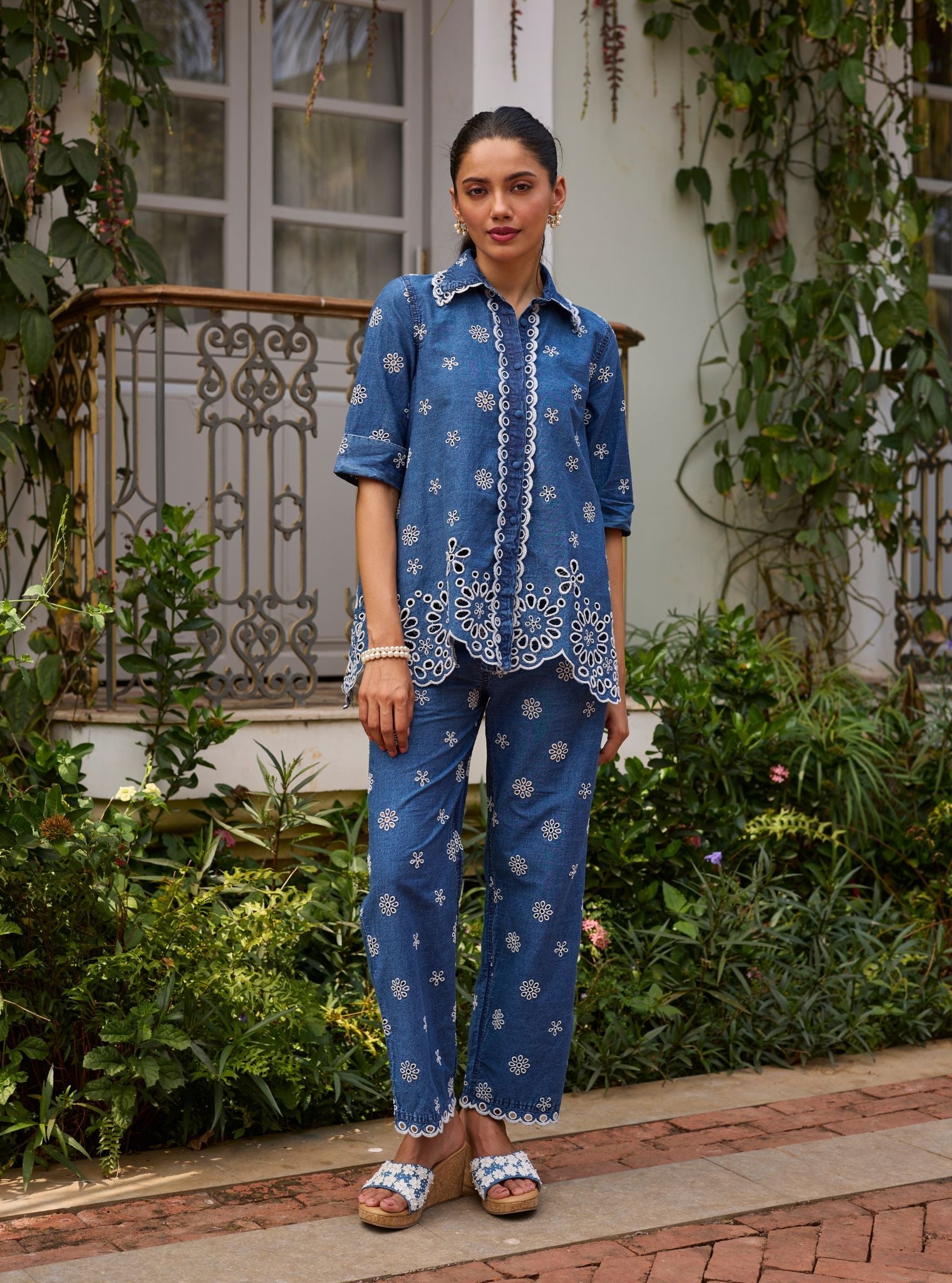 Anvie Denim Shirt Set