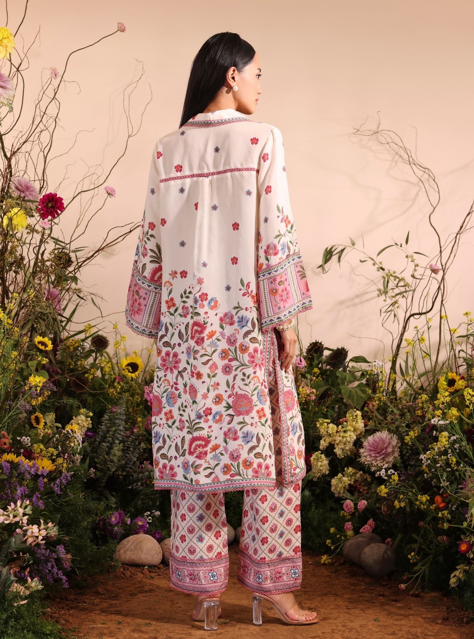 Cormac Lawn Printed White Co-ord Set