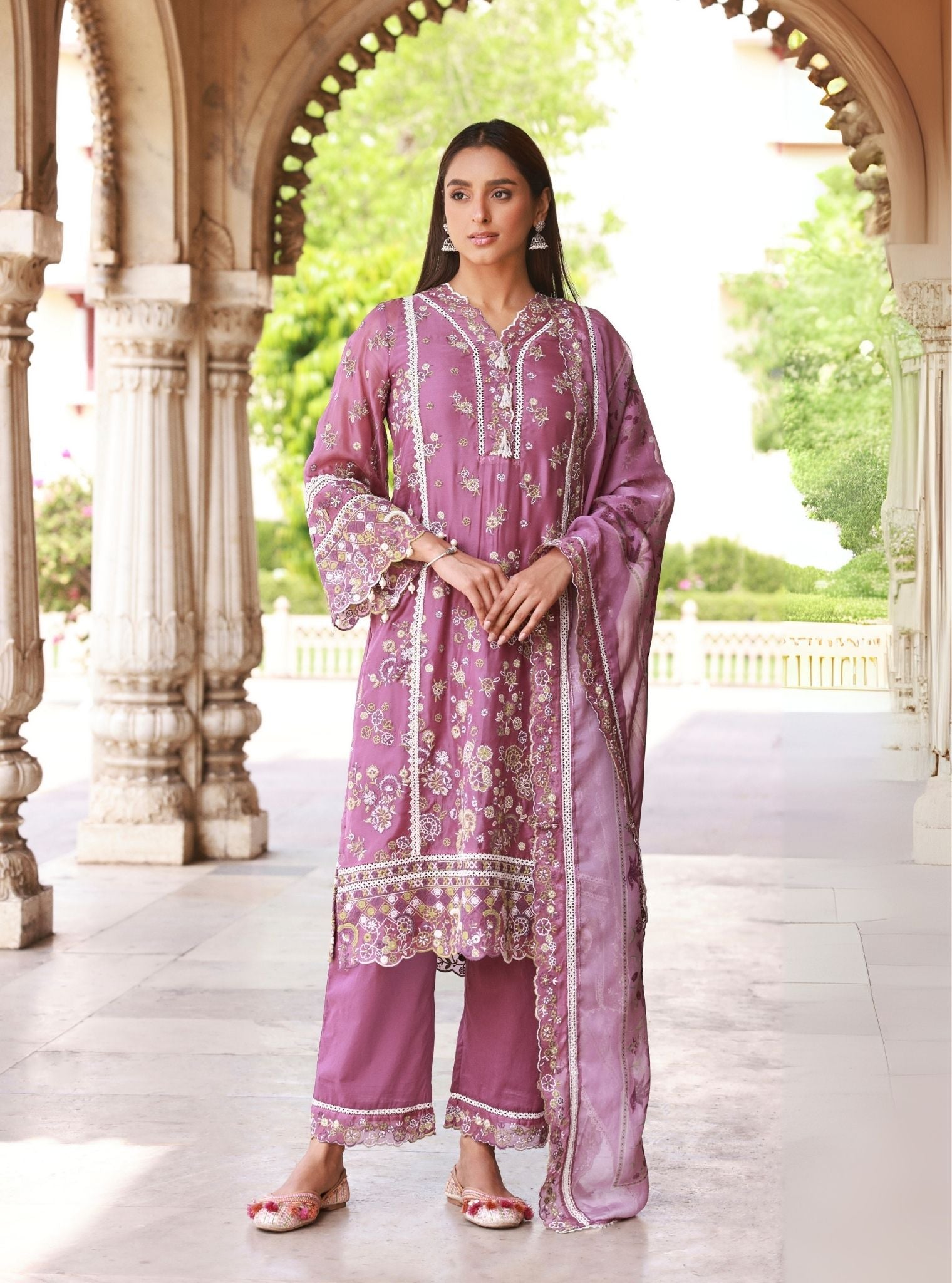 Oryani Organza Grape Kurta Set