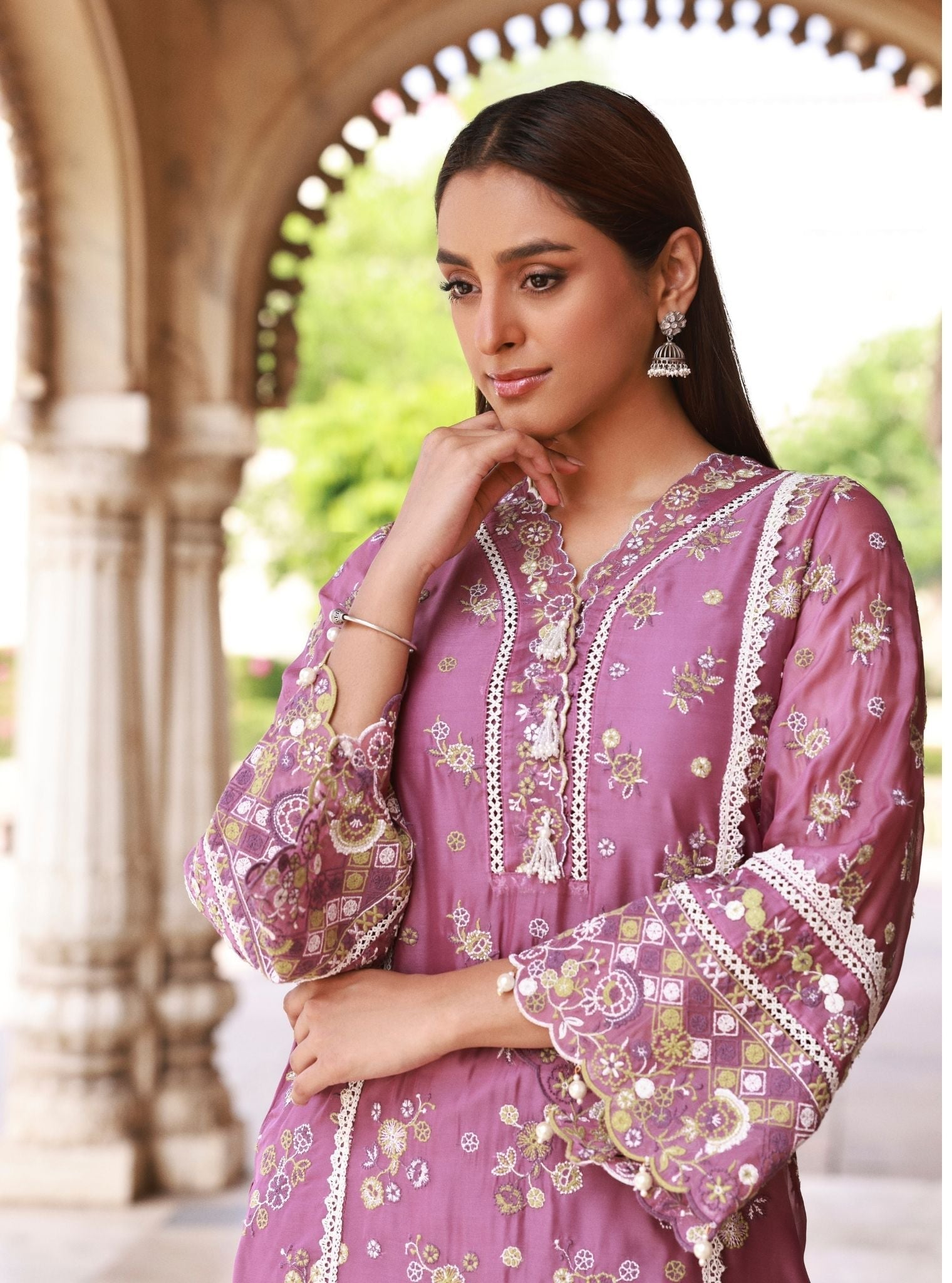 Oryani Organza Grape Kurta Set
