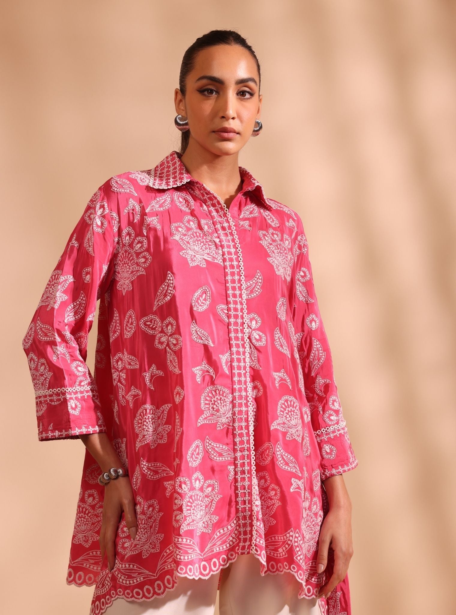 Mulmul Crepe Luan Fuschia Shirt