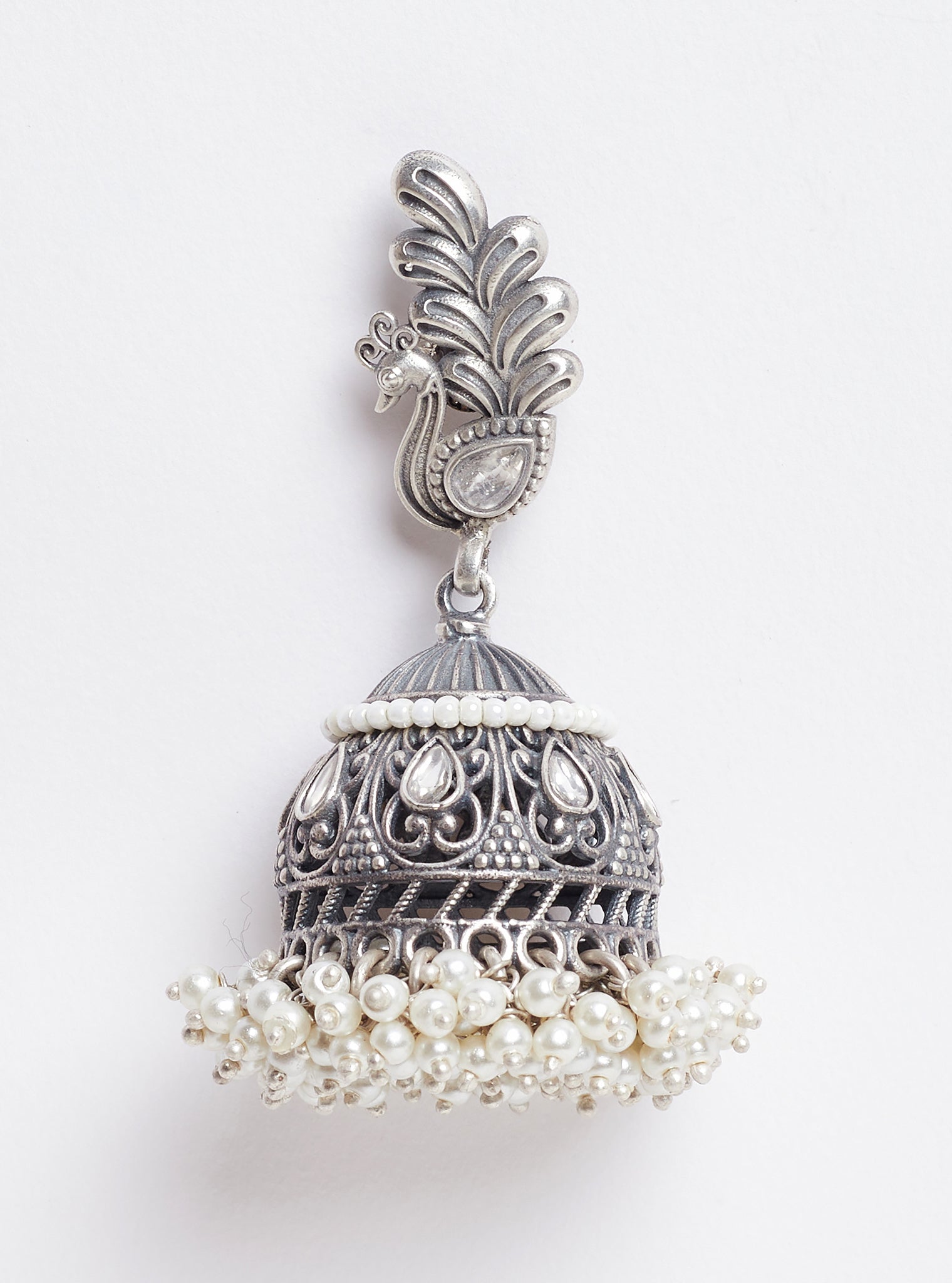 Pure Silver Mayura jhumka