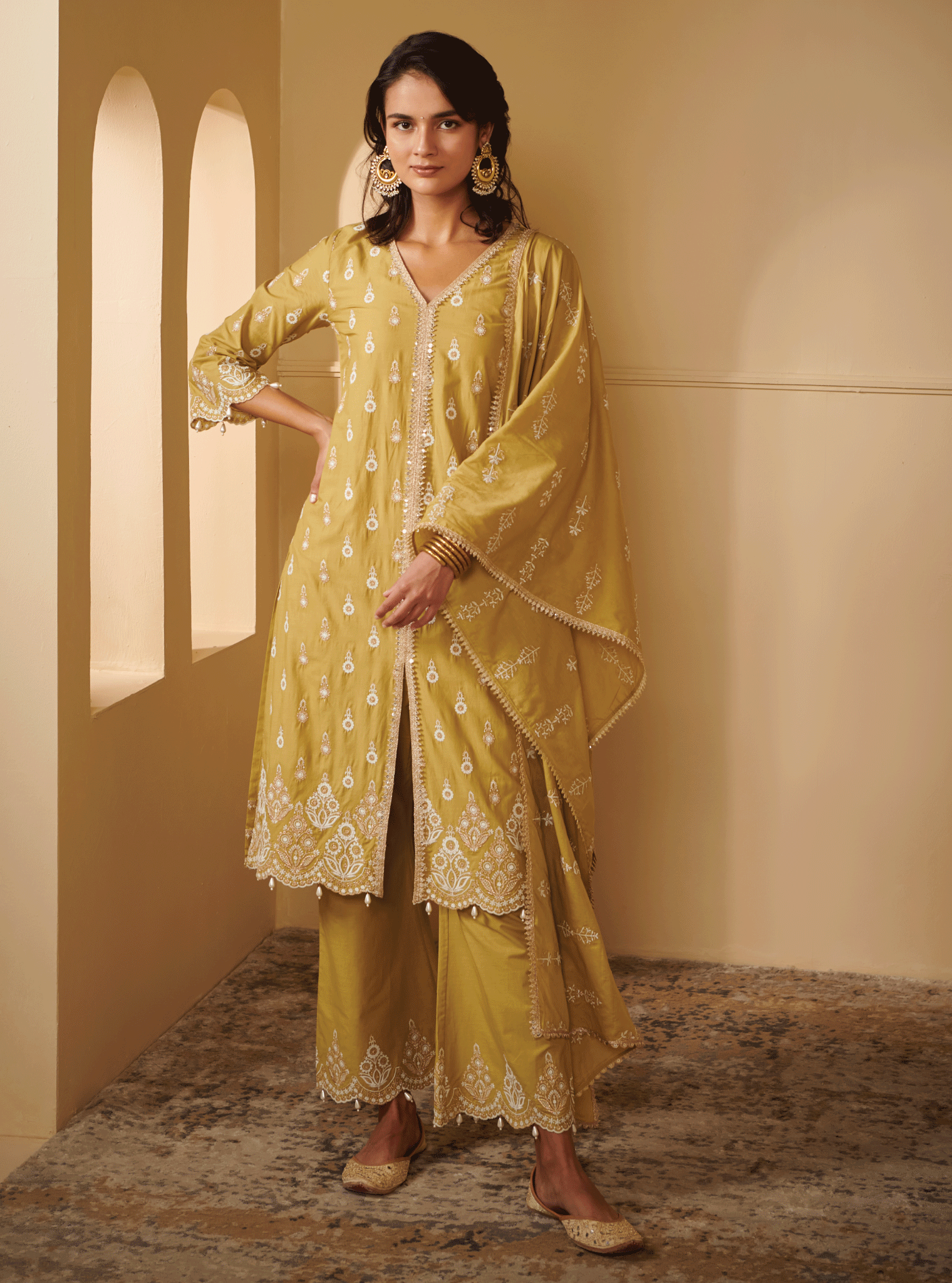 Ahar Supima Cotton Green Kurta Set