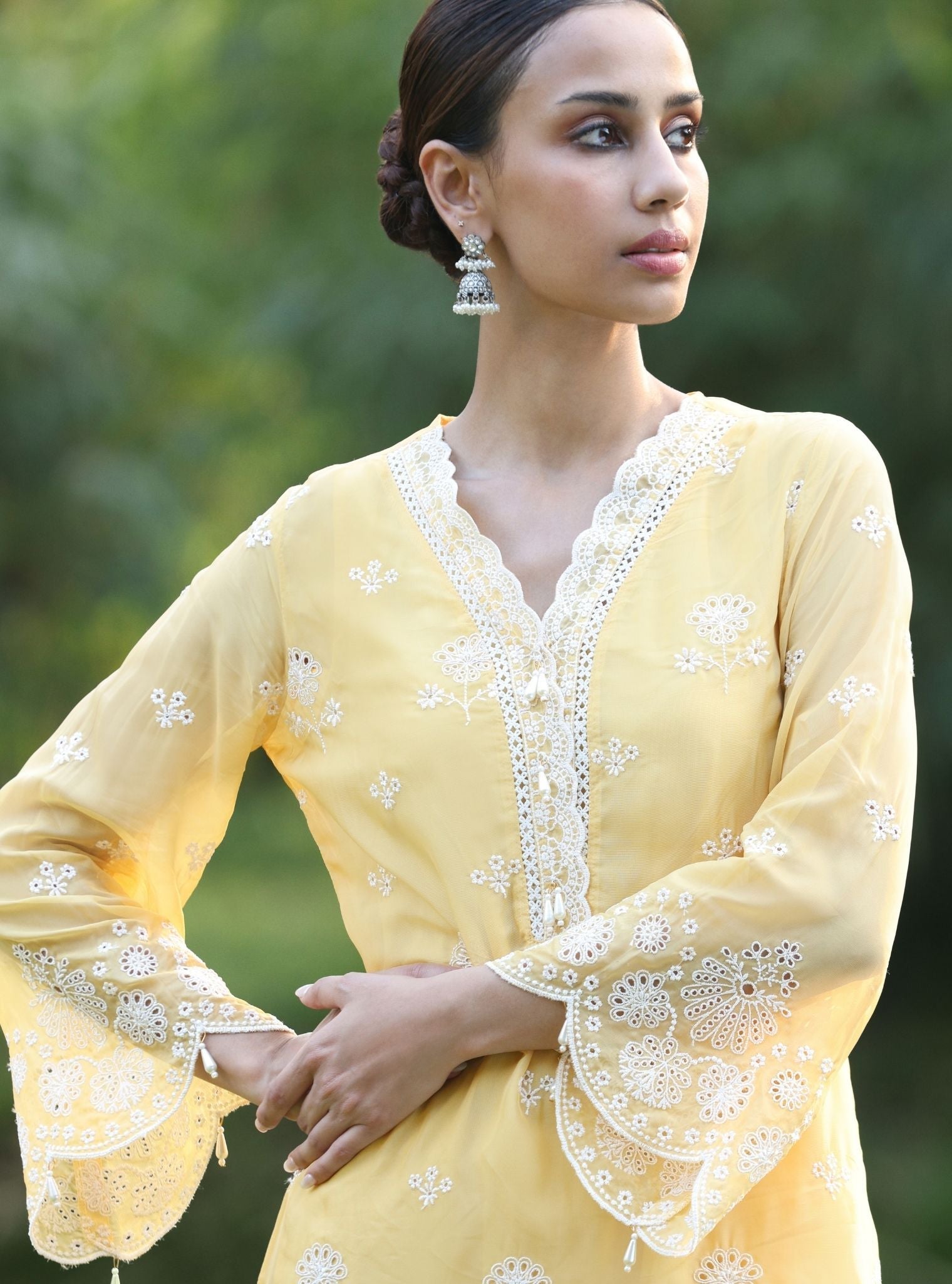 Kiyan Organza Yellow Kurta Set