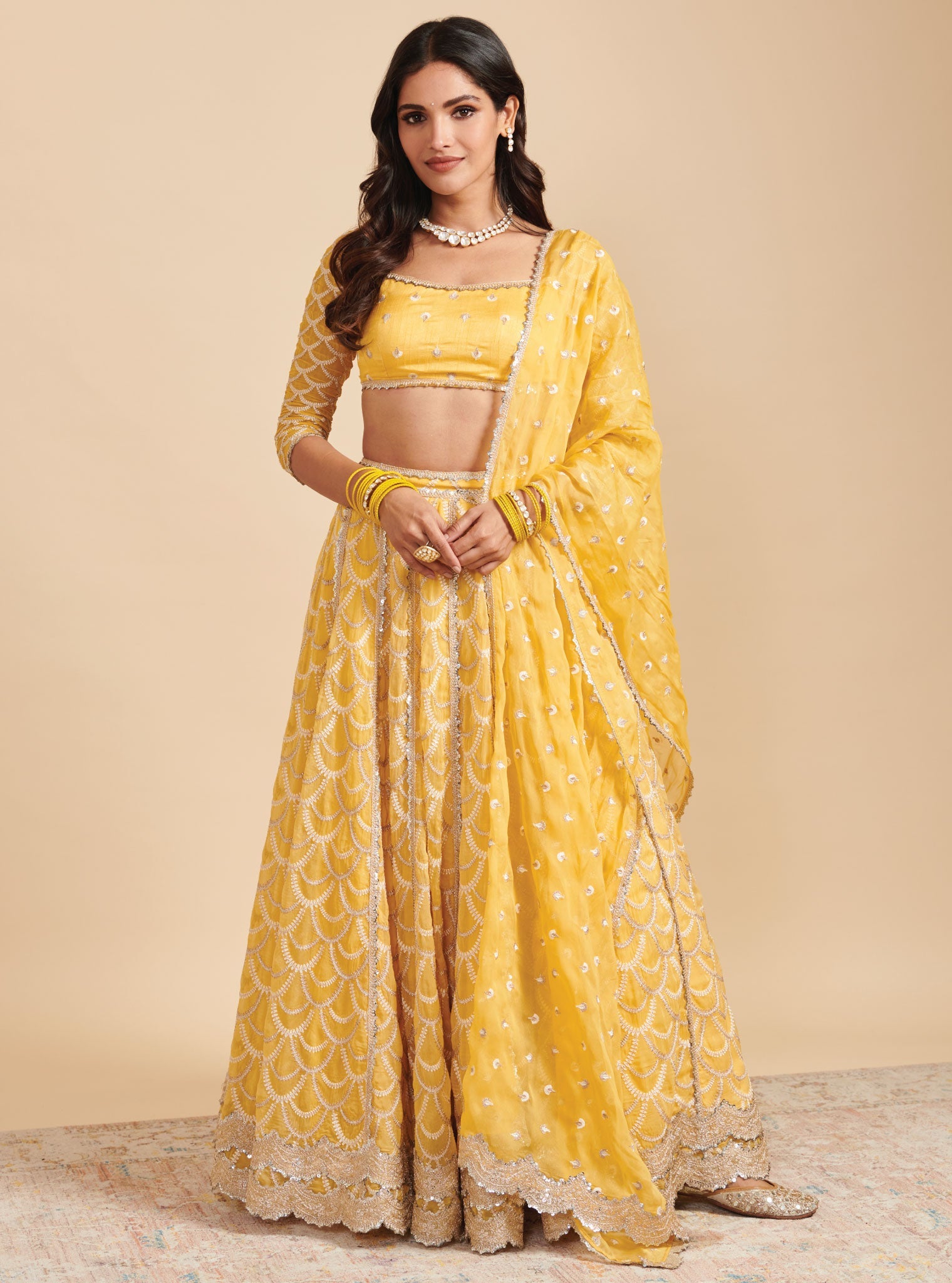 Morni Organza Yellow Lehenga