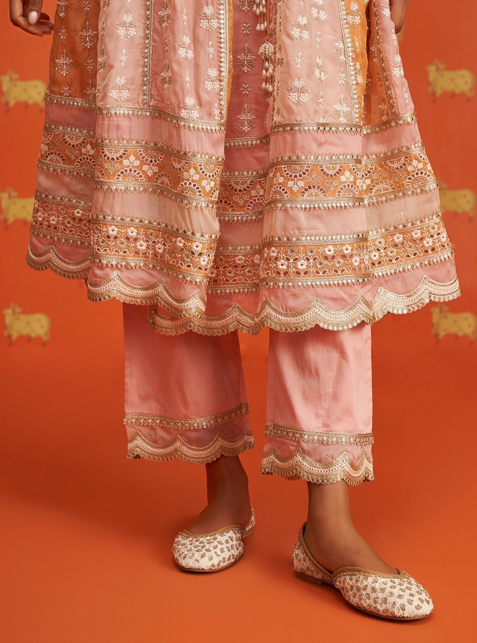 Sawika Organza Pink Anarkali Kurta Set