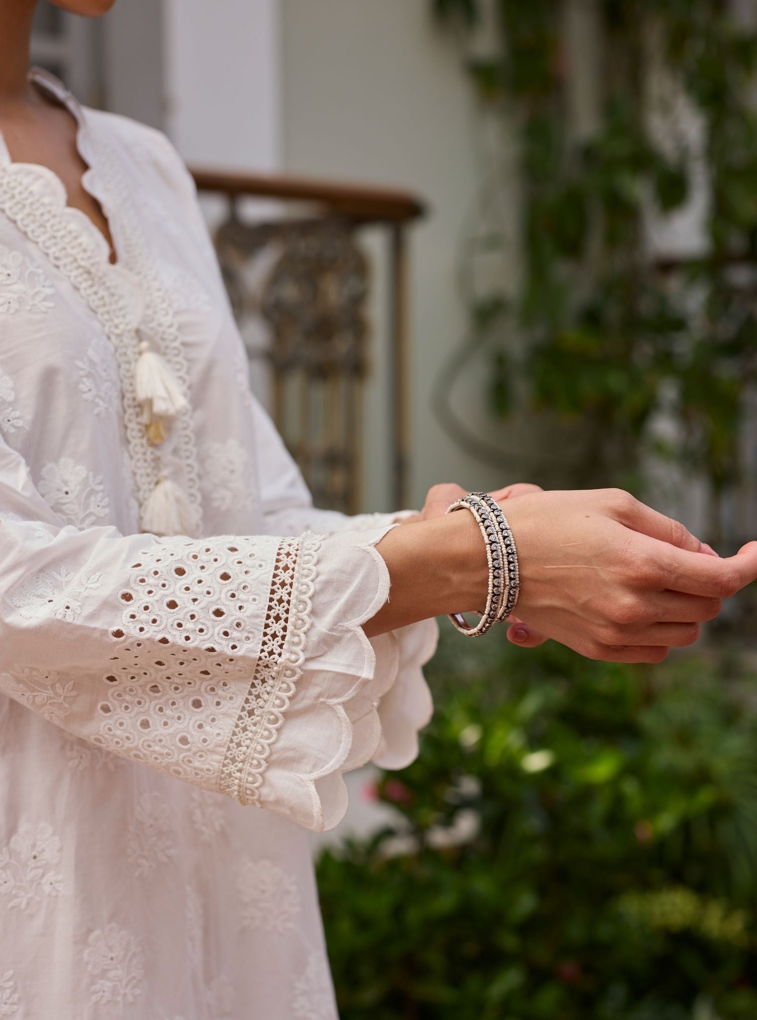 Taro Supima Cotton White Kurta Set