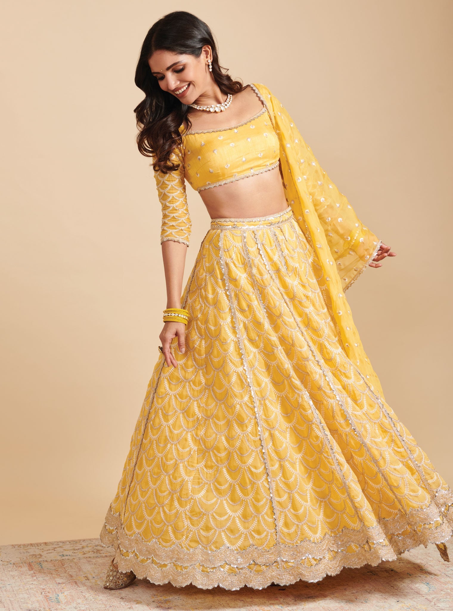 Morni Organza Yellow Lehenga