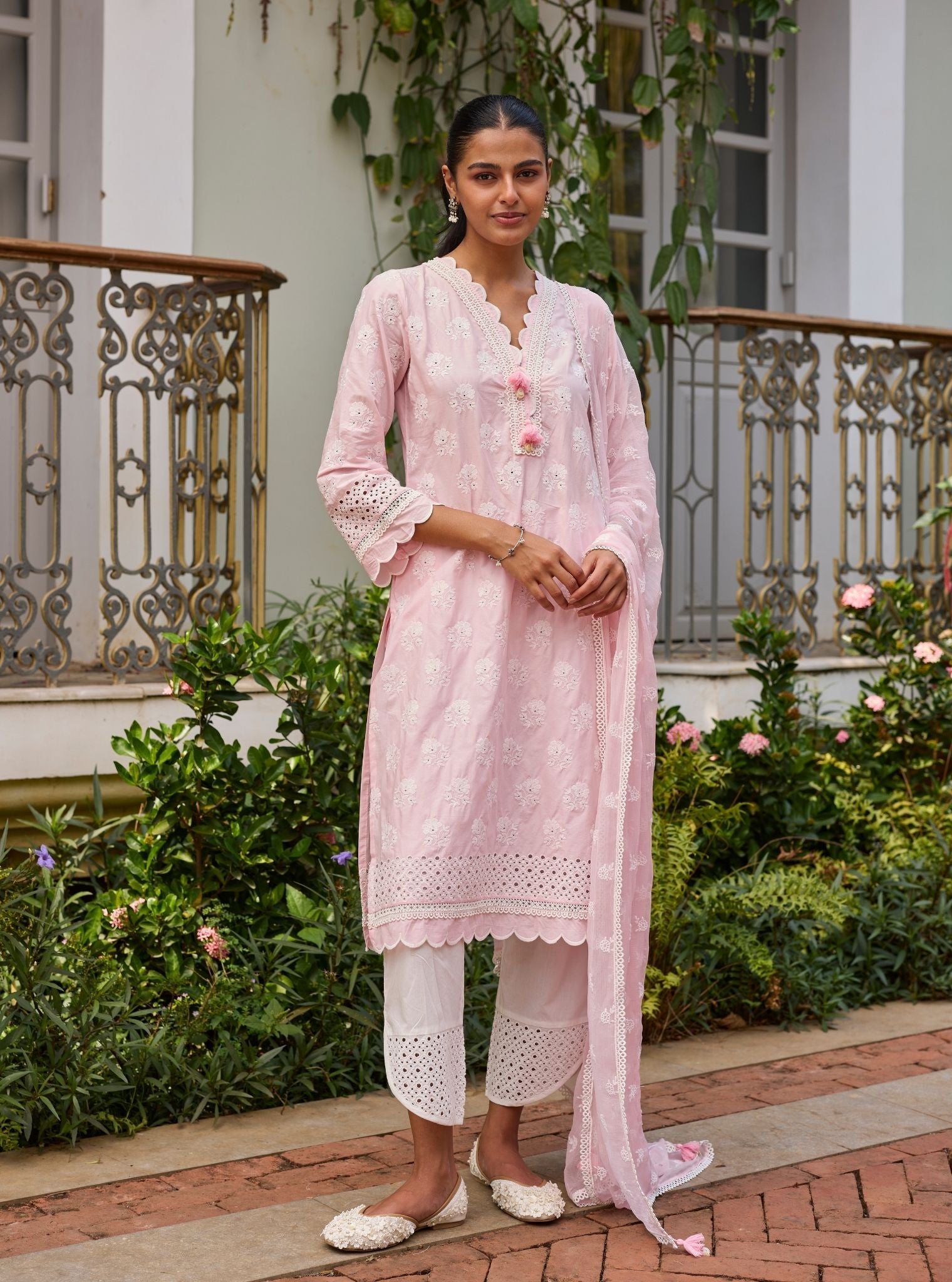 Taro Supima Cotton Pink Kurta Set