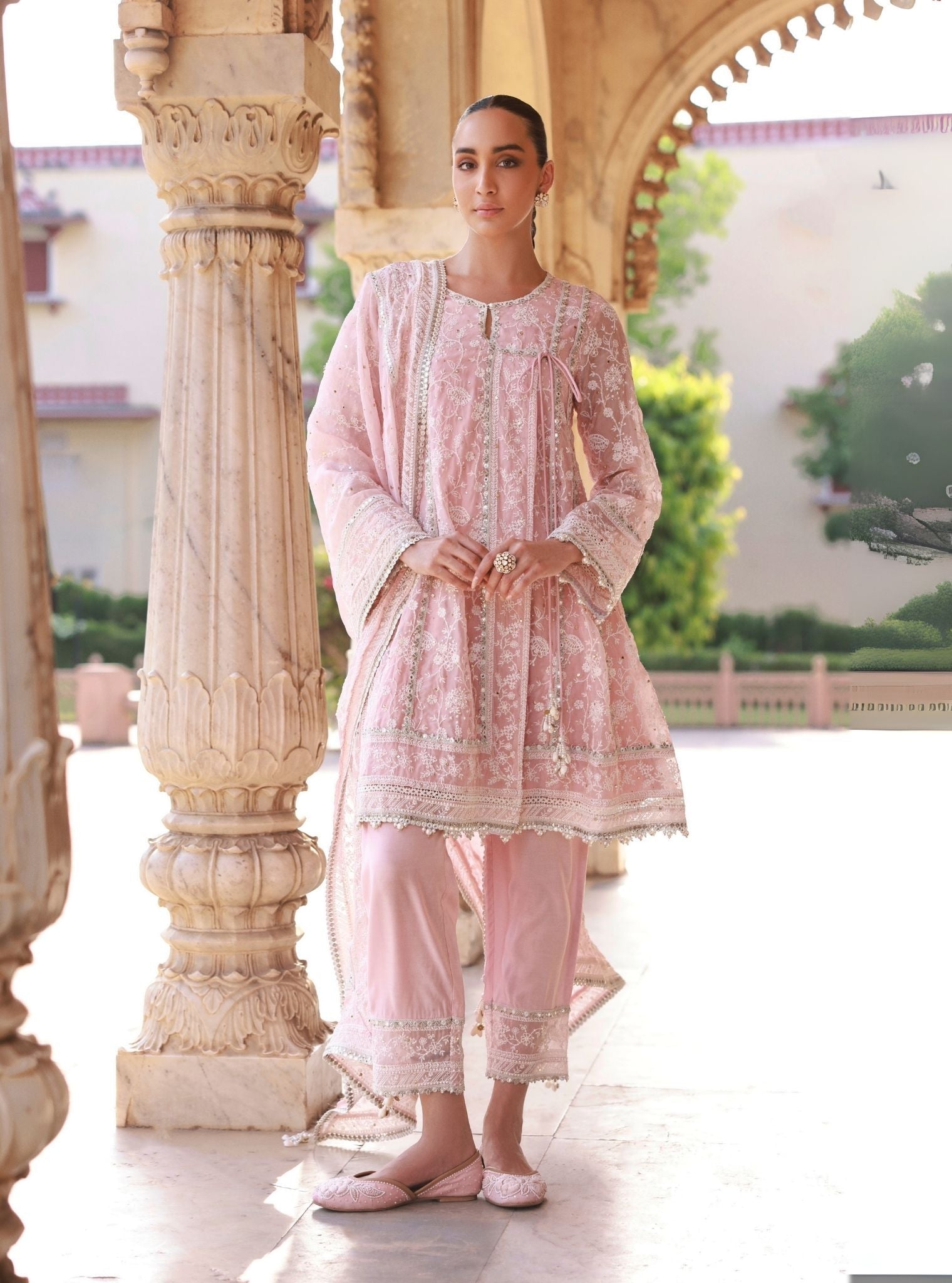Anmika Organza Pink Kurta Set